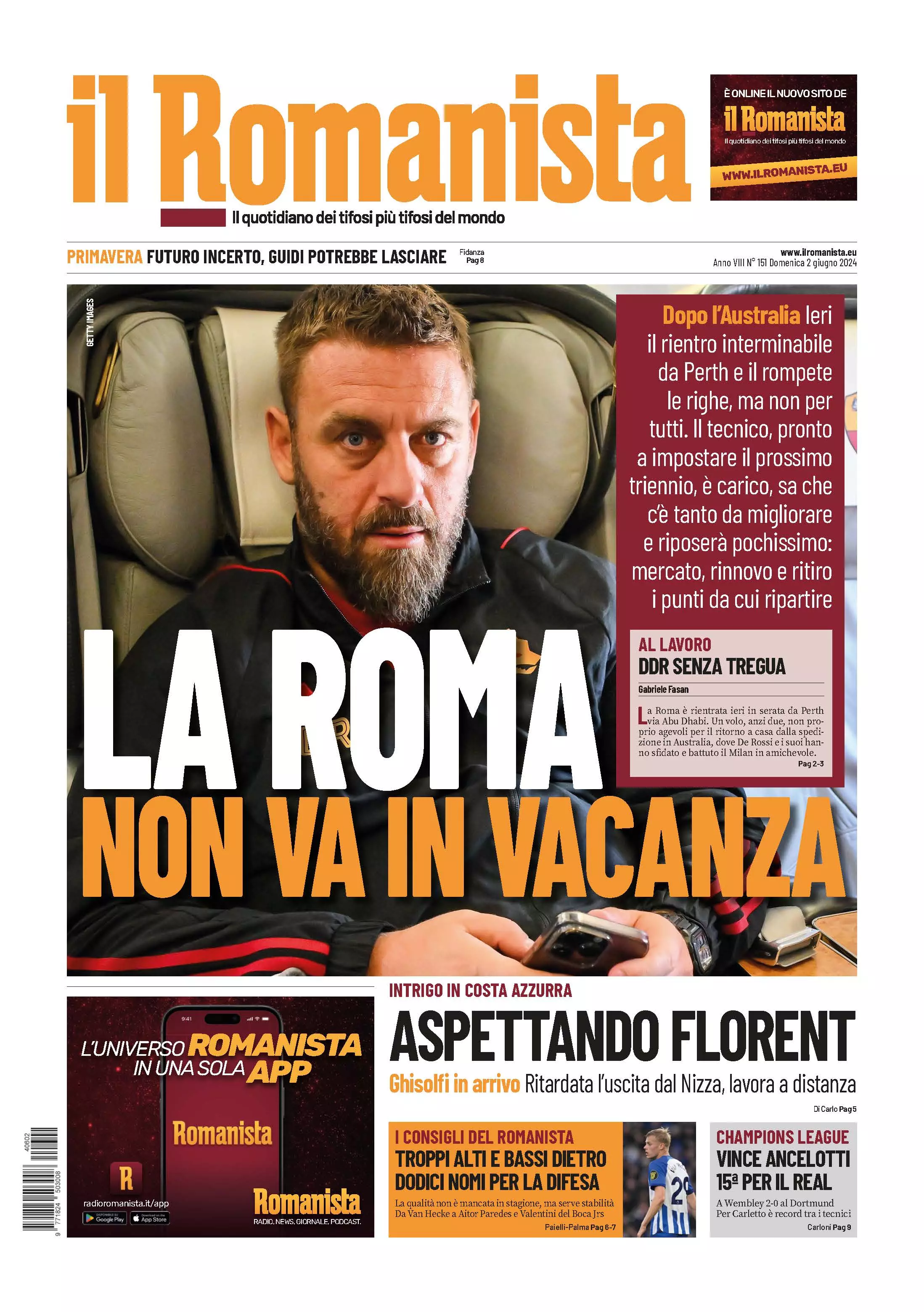 Prima-pagina-Il-Romanista-edizione-di-oggi-02-06-2024