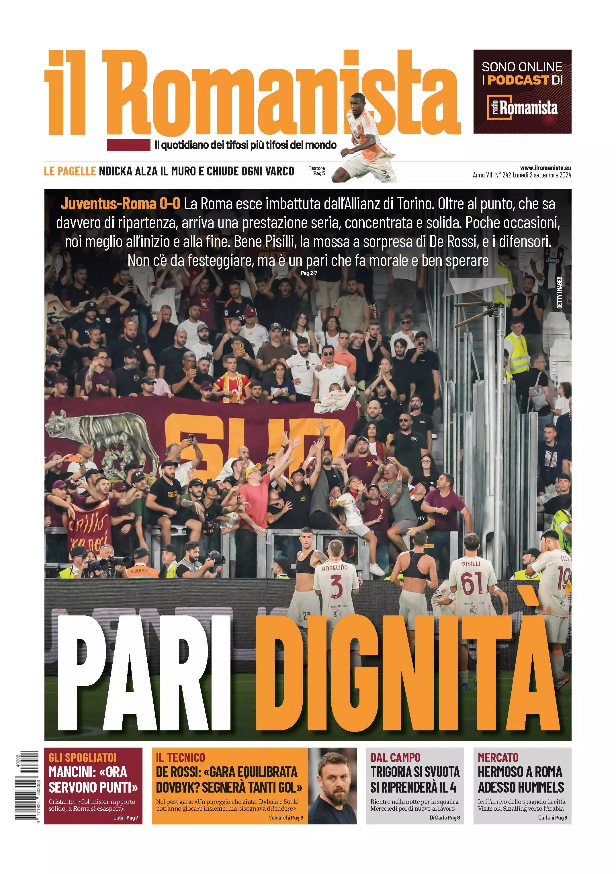 Prima-pagina-Il-Romanista-edizione-di-oggi-02-09-2024