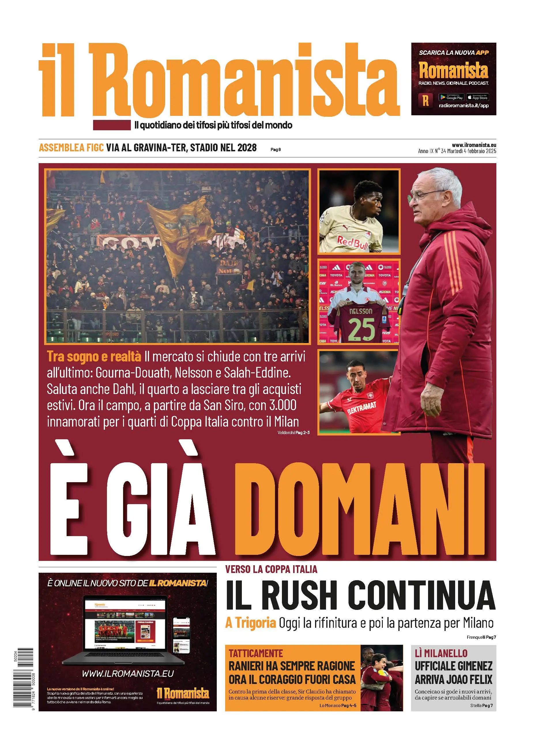 Prima-pagina-Il-Romanista-edizione-di-oggi-04-02-2025