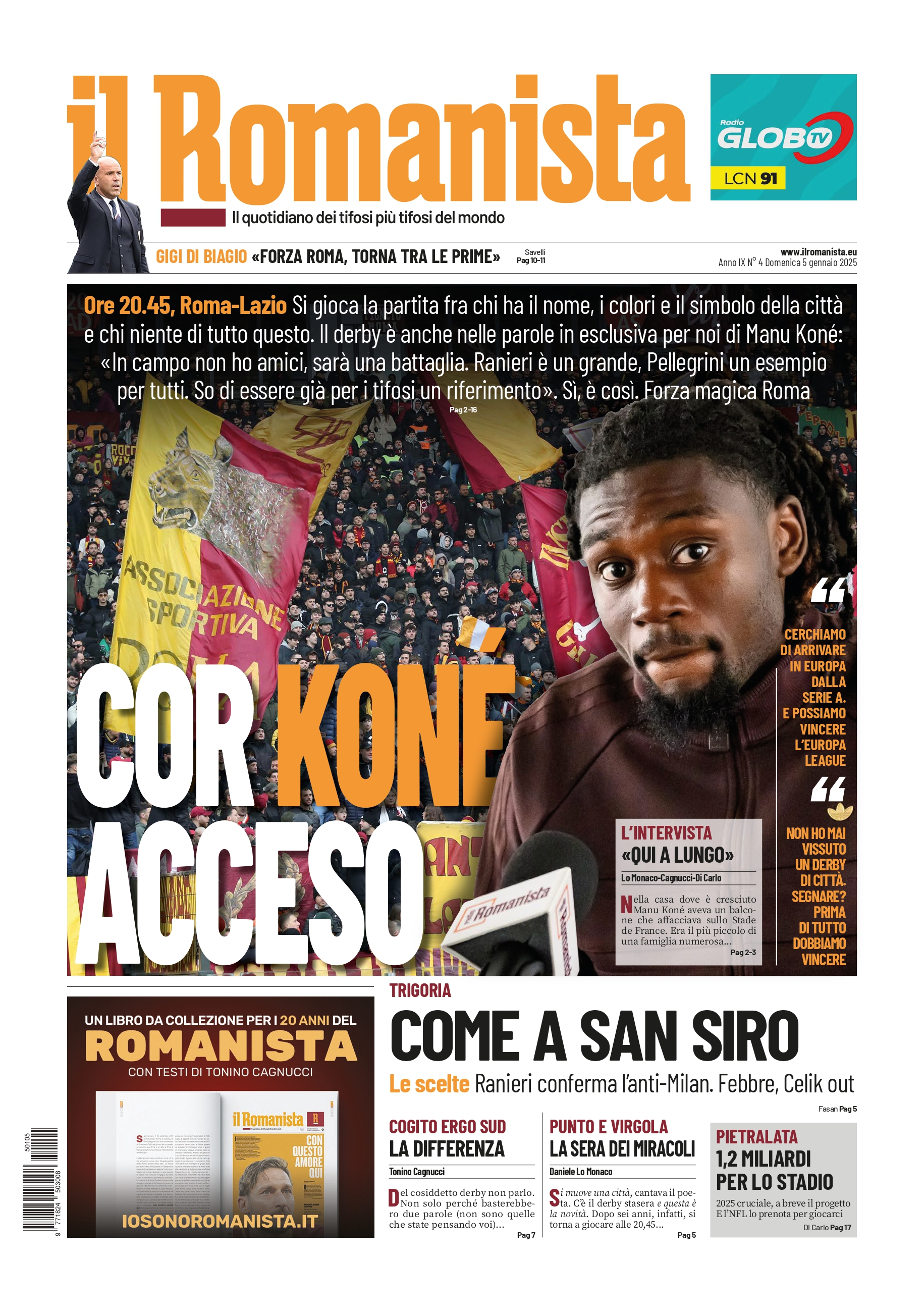 Prima-pagina-Il-Romanista-edizione-di-oggi-05-01-2025