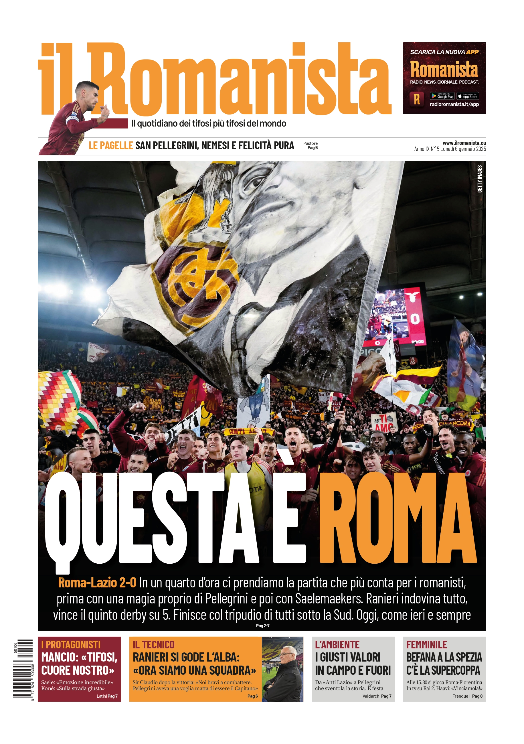 Prima-pagina-Il-Romanista-edizione-di-oggi-06-01-2025