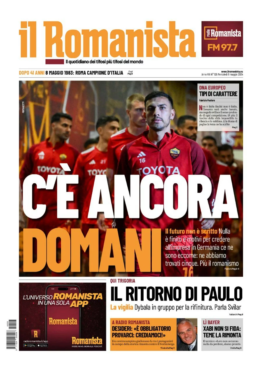 Prima-pagina-Il-Romanista-edizione-di-oggi-08-05-2024