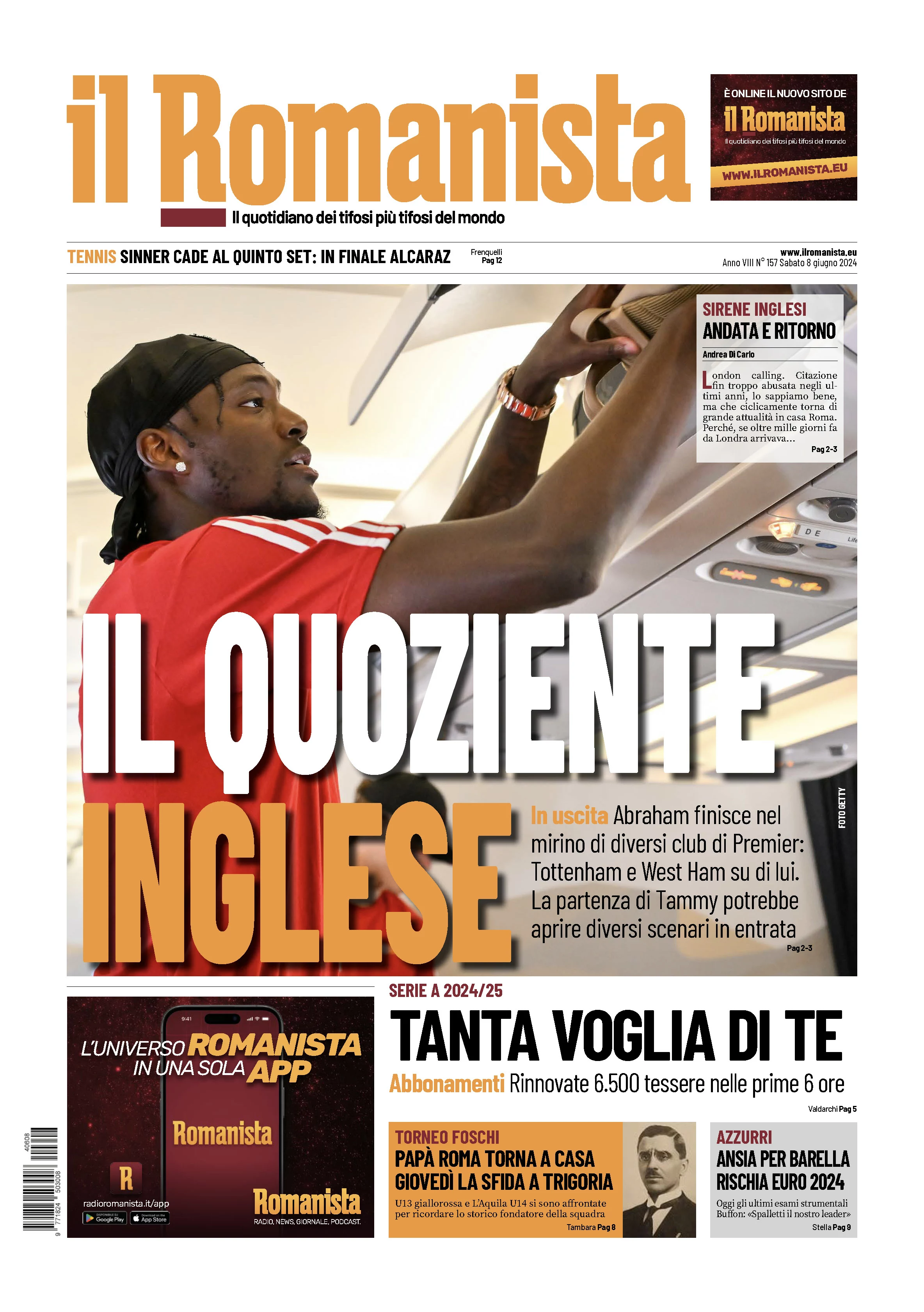 Prima-pagina-Il-Romanista-edizione-di-oggi-08-06-2024