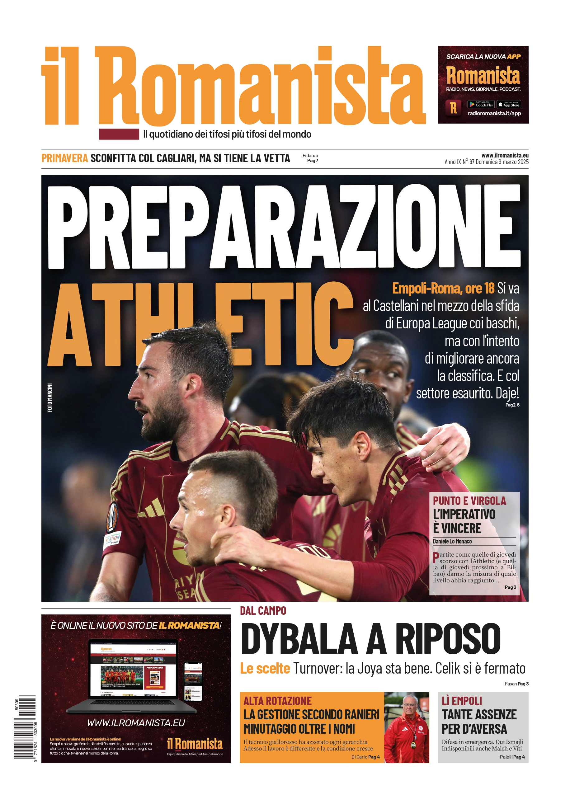 Prima-pagina-Il-Romanista-edizione-di-oggi-09-03-2025