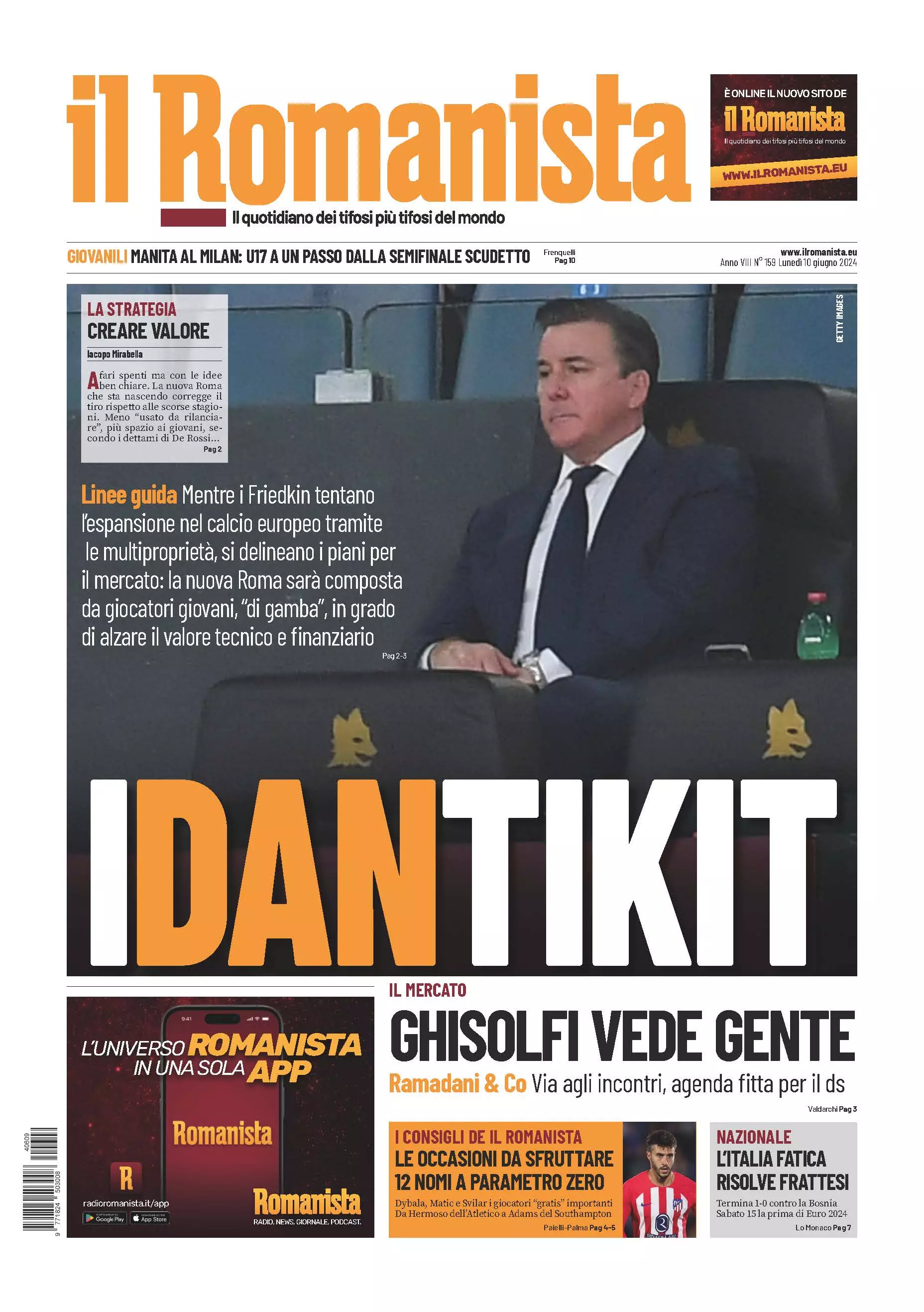 Prima-pagina-Il-Romanista-edizione-di-oggi-10-06-2024