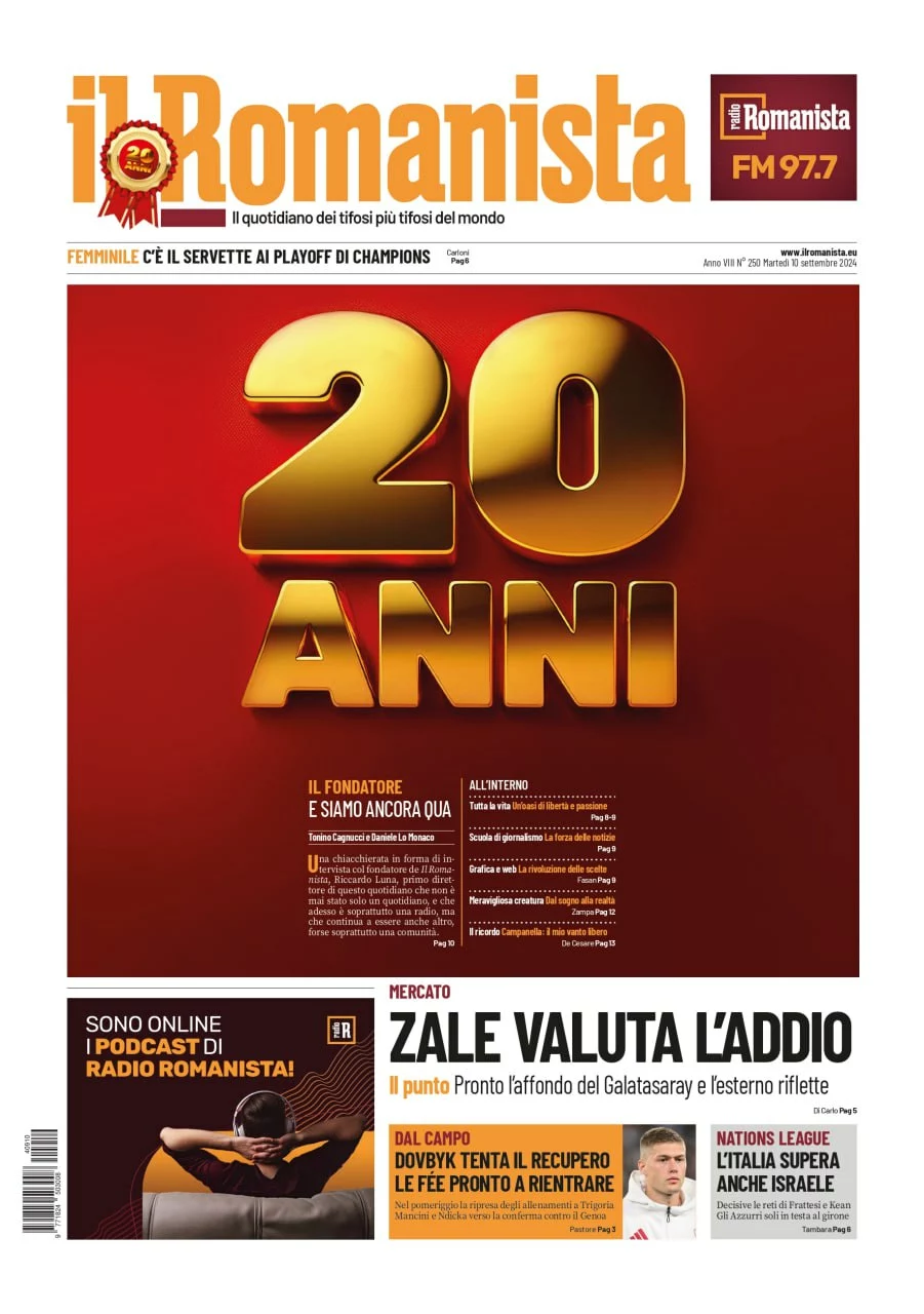 Prima-pagina-Il-Romanista-edizione-di-oggi-10-09-2024