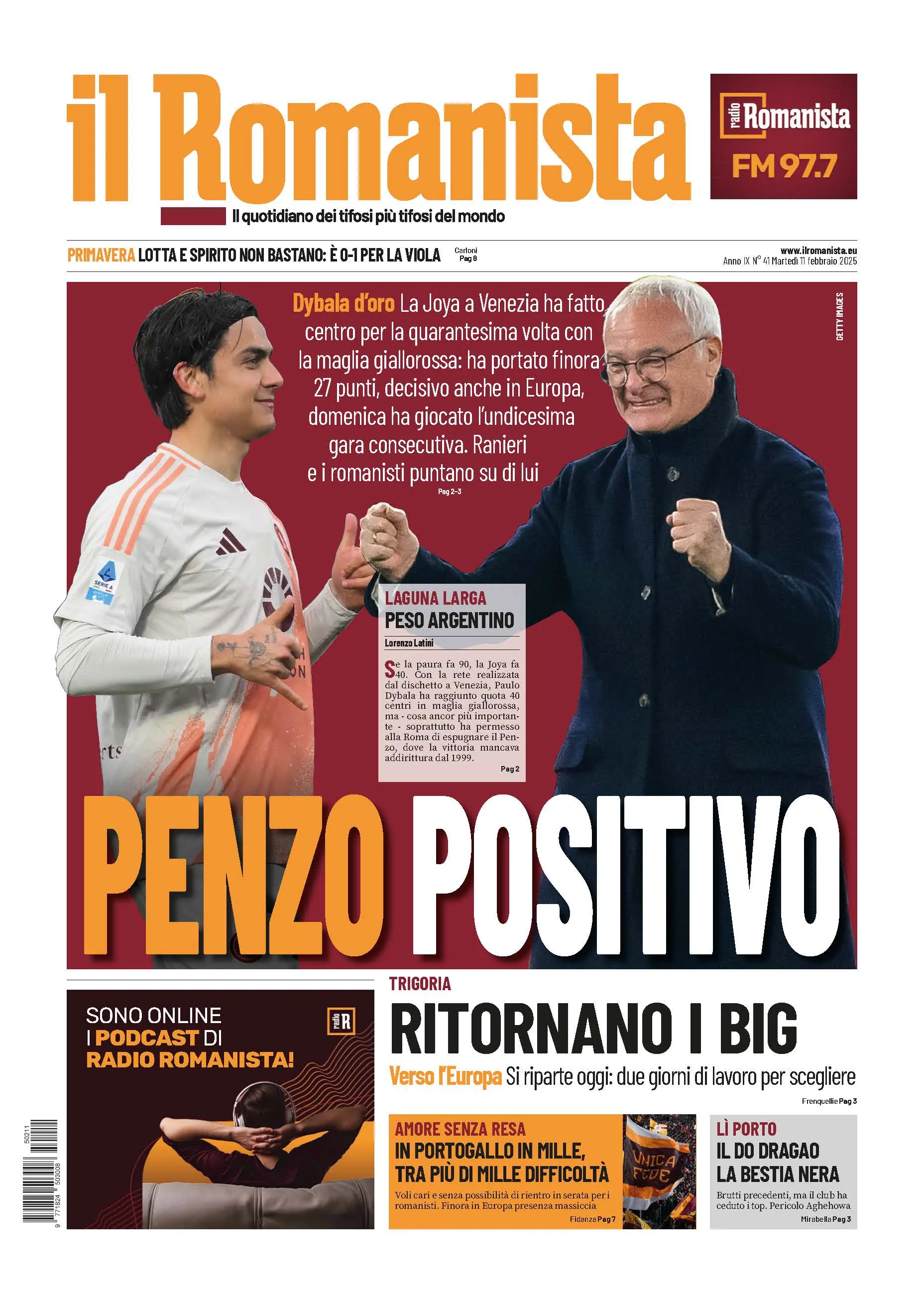 Prima-pagina-Il-Romanista-edizione-di-oggi-11-02-2025