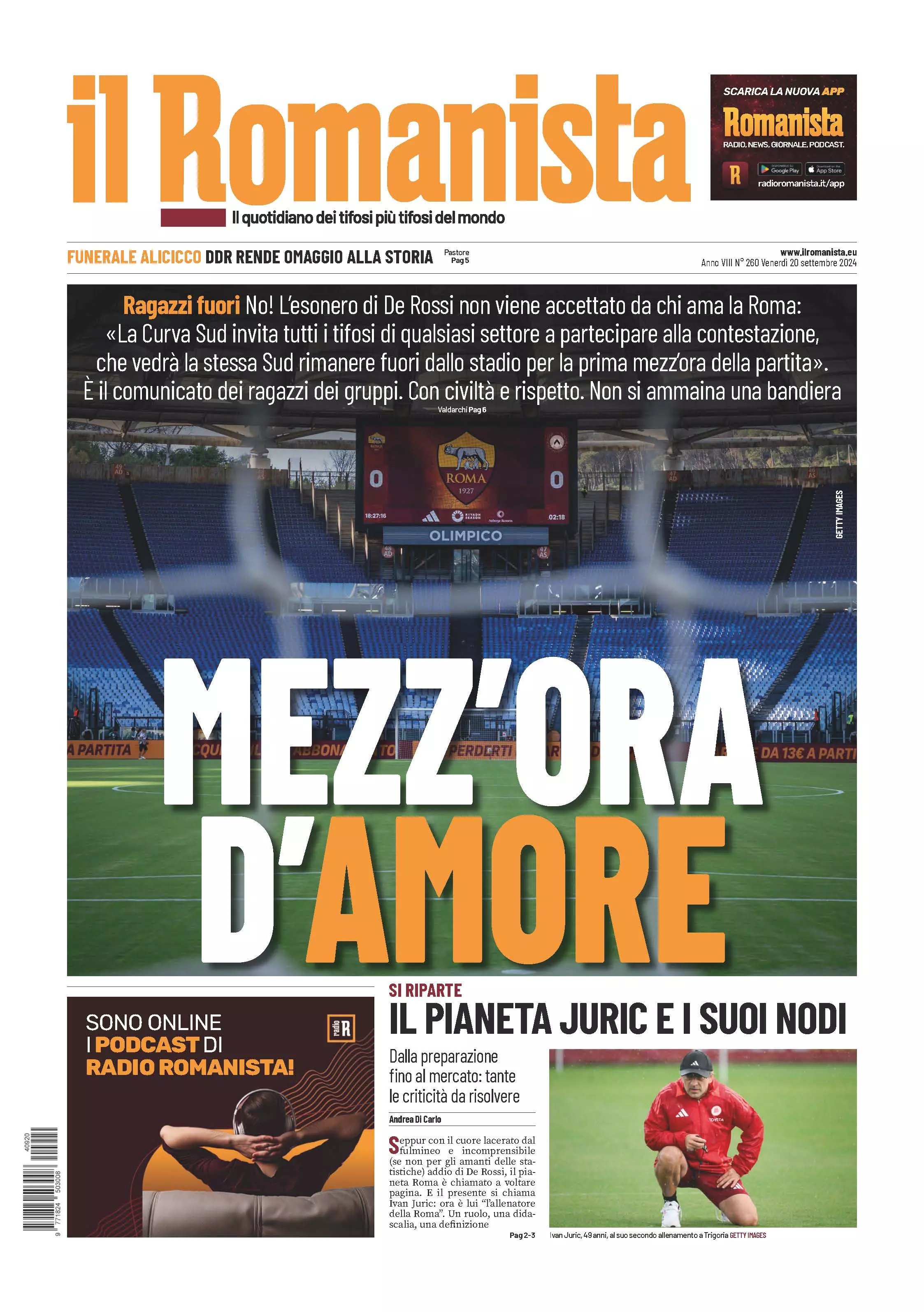 Prima-pagina-Il-Romanista-edizione-di-oggi-20-09-2024