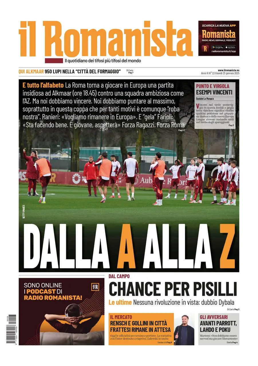 Prima-pagina-Il-Romanista-edizione-di-oggi-23-01-2025