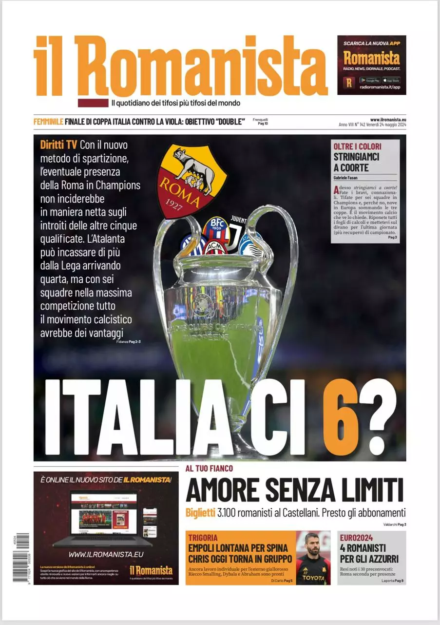 Prima-pagina-Il-Romanista-edizione-di-oggi-24-05-2024