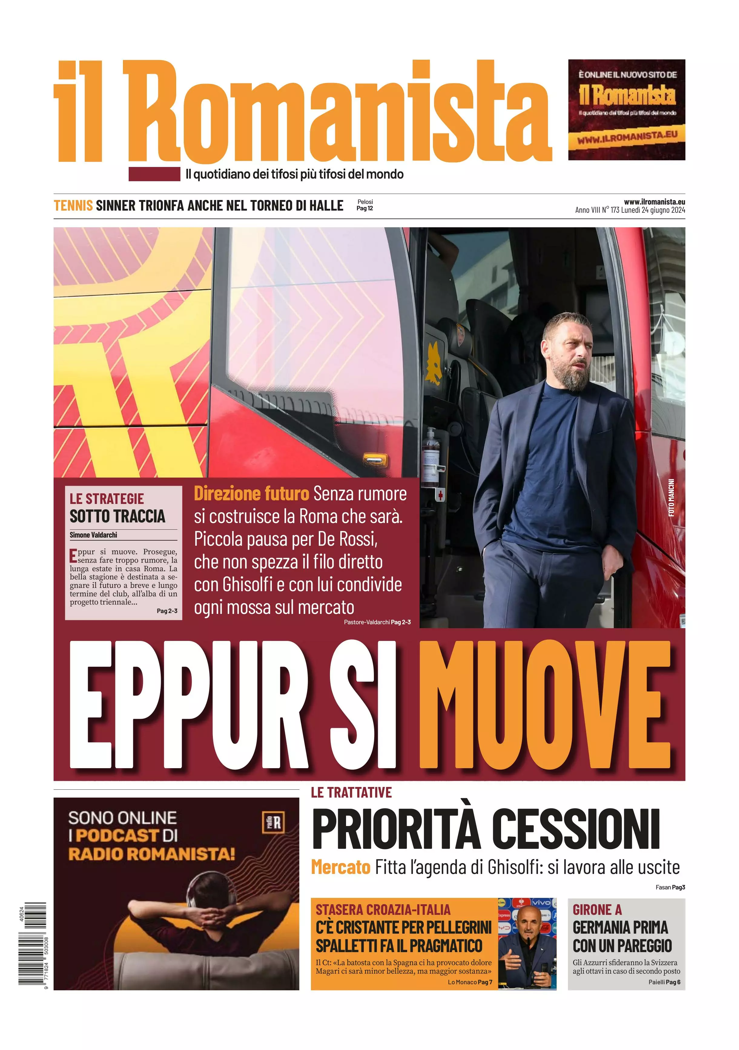 Prima-pagina-Il-Romanista-edizione-di-oggi-24-06-2024