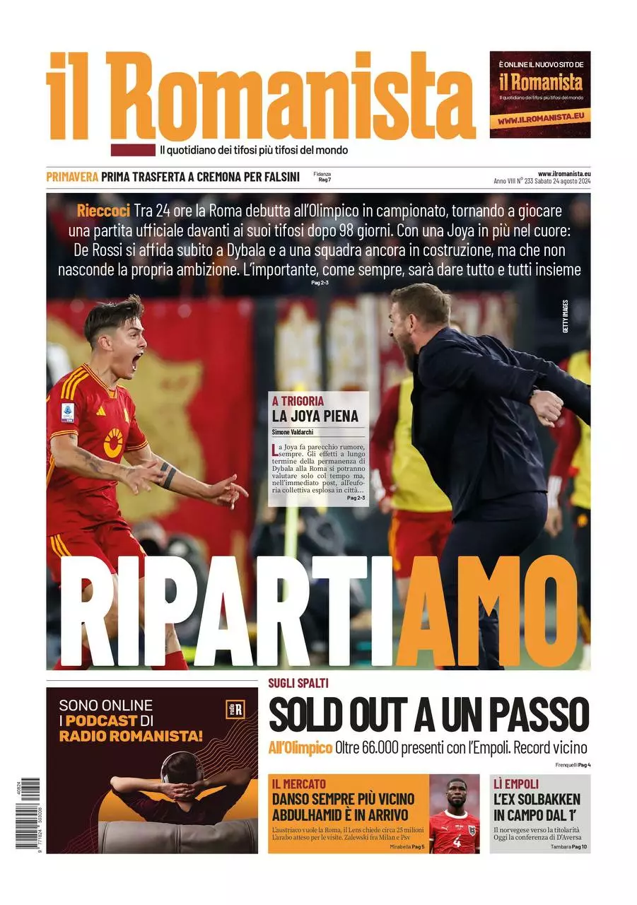 Prima-pagina-Il-Romanista-edizione-di-oggi-24-08-2024