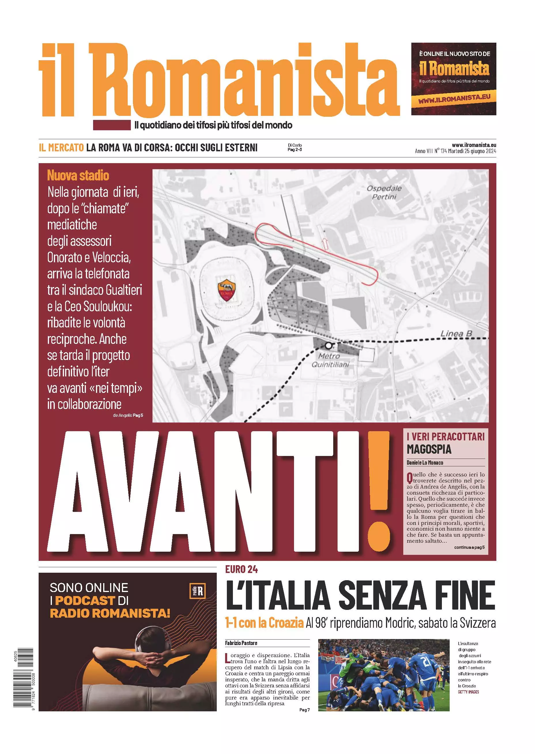 Prima-pagina-Il-Romanista-edizione-di-oggi-25-06-2024