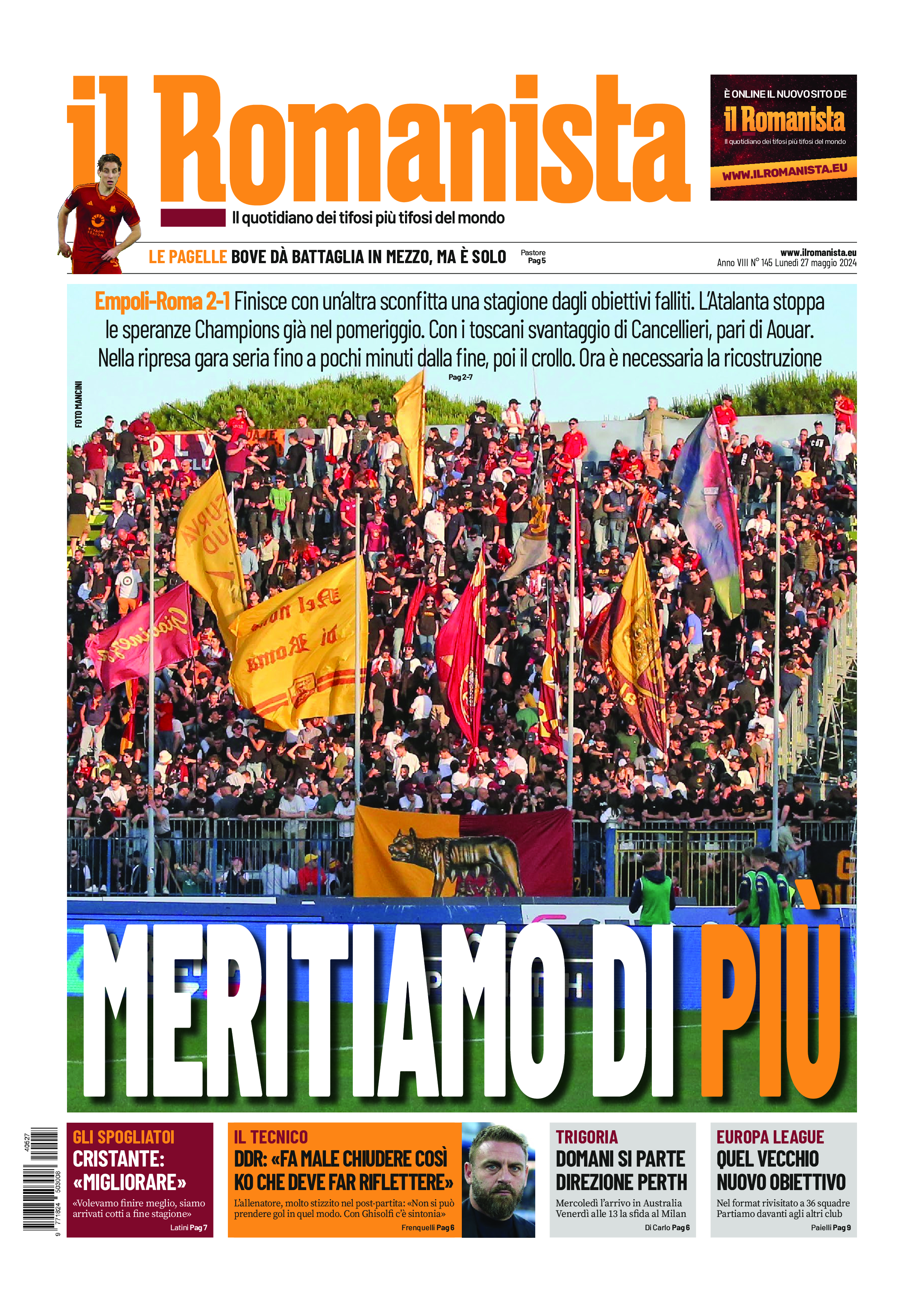 Prima-pagina-Il-Romanista-edizione-di-oggi-27-05-2024