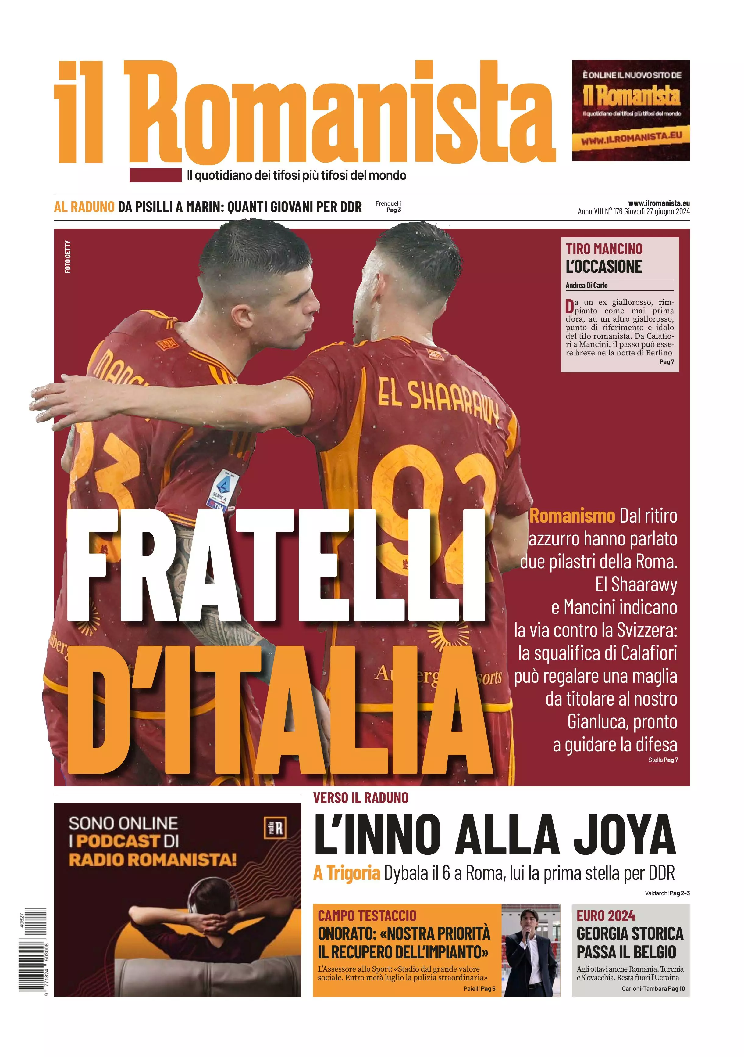 Prima-pagina-Il-Romanista-edizione-di-oggi-27-06-2024