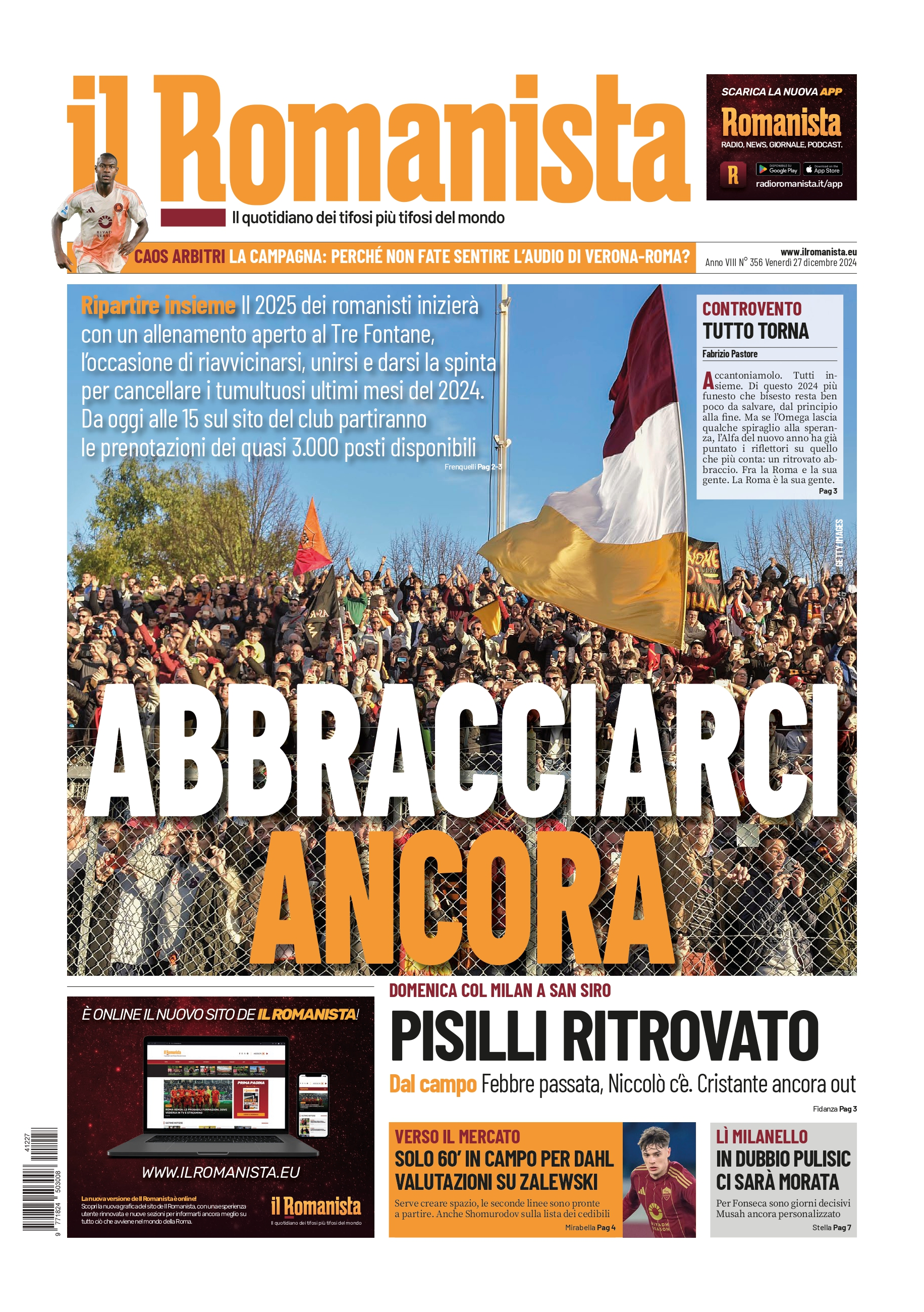 Prima-pagina-Il-Romanista-edizione-di-oggi-27-12-2024