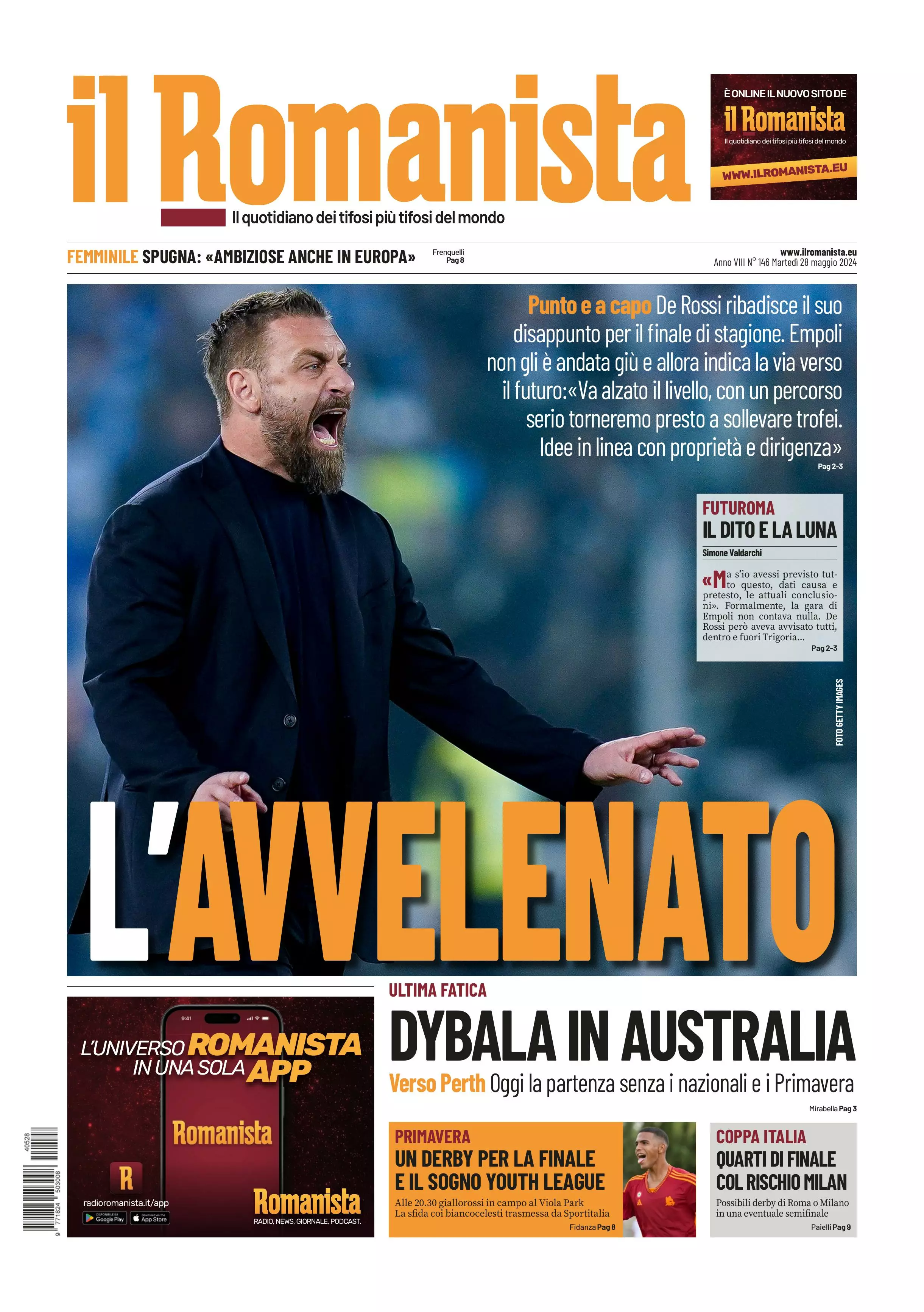 Prima-pagina-Il-Romanista-edizione-di-oggi-28-05-2024