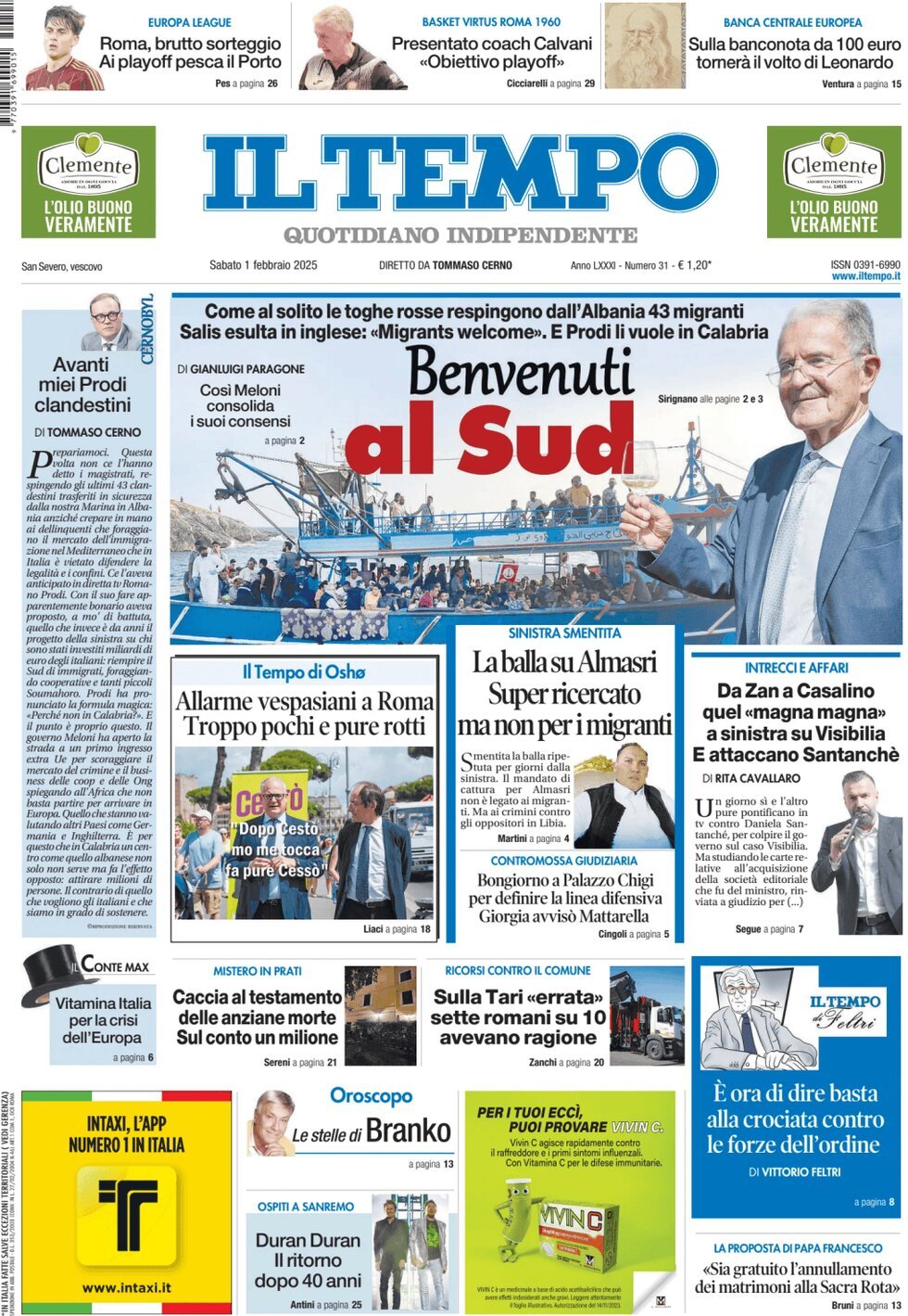 Prima-pagina-il-tempo-edizione-di-oggi-01-02-2025