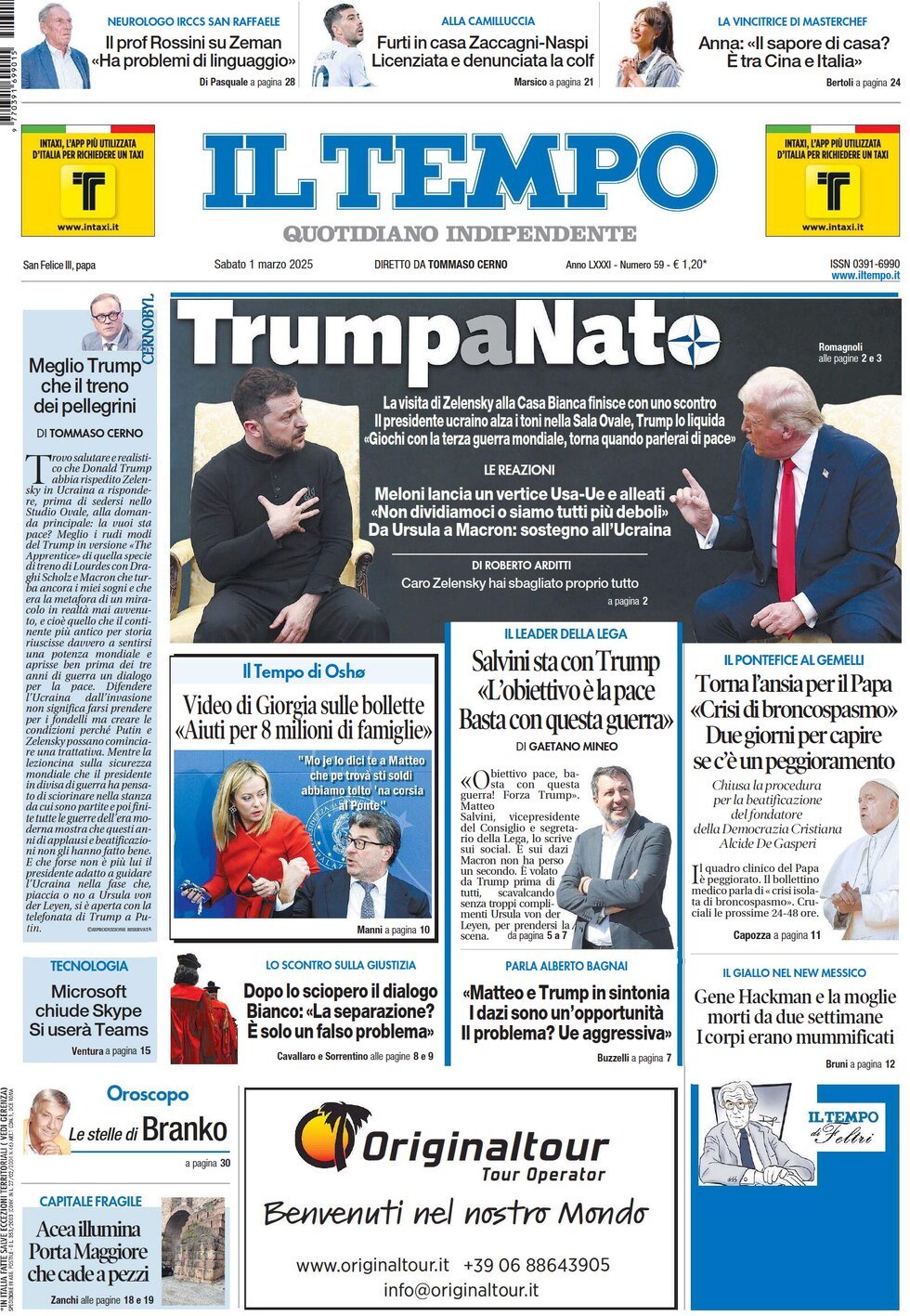 Prima-pagina-il-tempo-edizione-di-oggi-01-03-2025