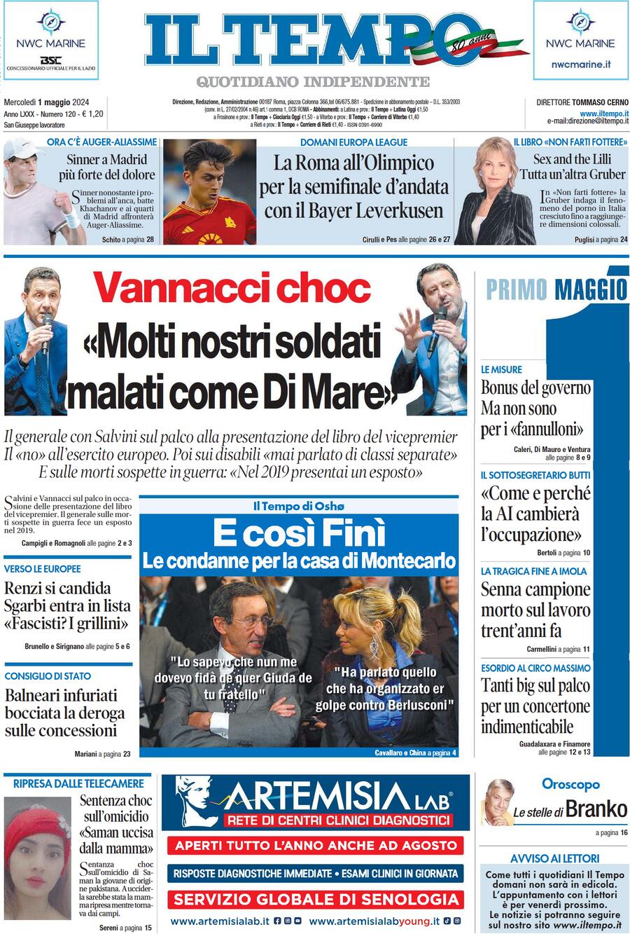 Prima-pagina-il-tempo-edizione-di-oggi-01-05-2024