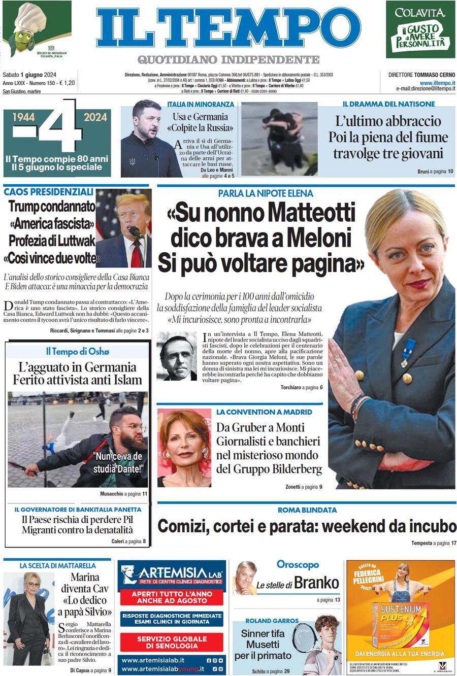 Prima-pagina-il-tempo-edizione-di-oggi-01-06-2024