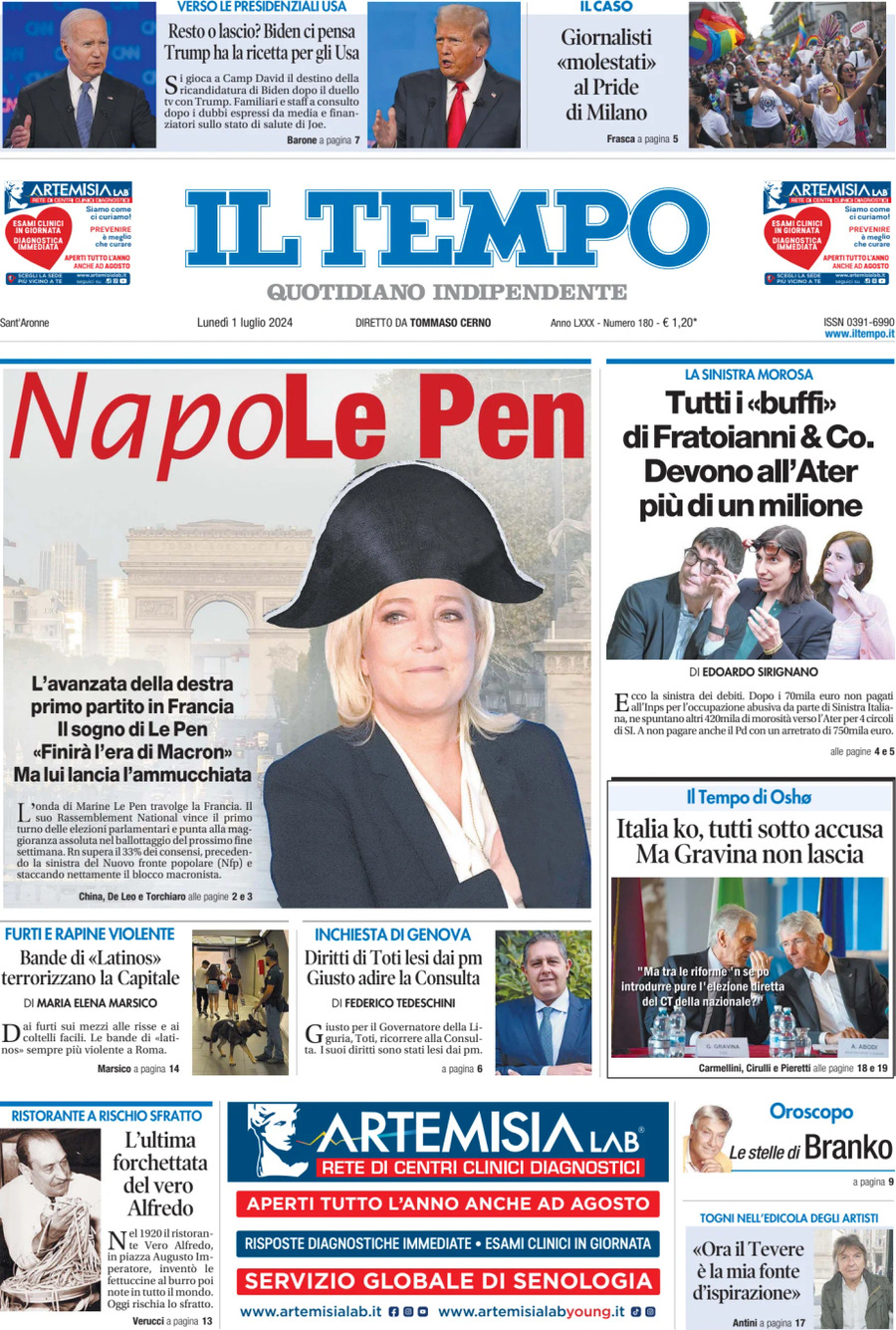 Prima-pagina-il-tempo-edizione-di-oggi-01-07-2024