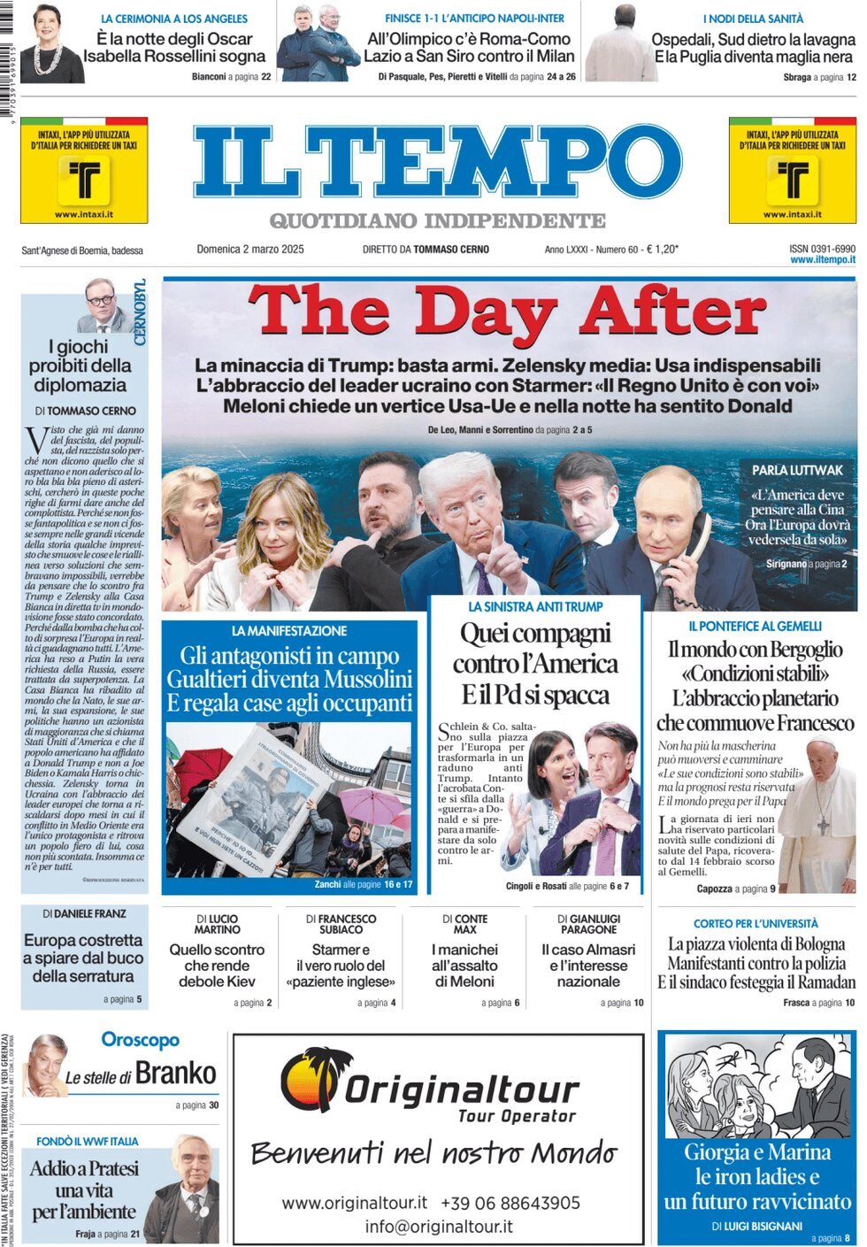 Prima-pagina-il-tempo-edizione-di-oggi-02-03-2025