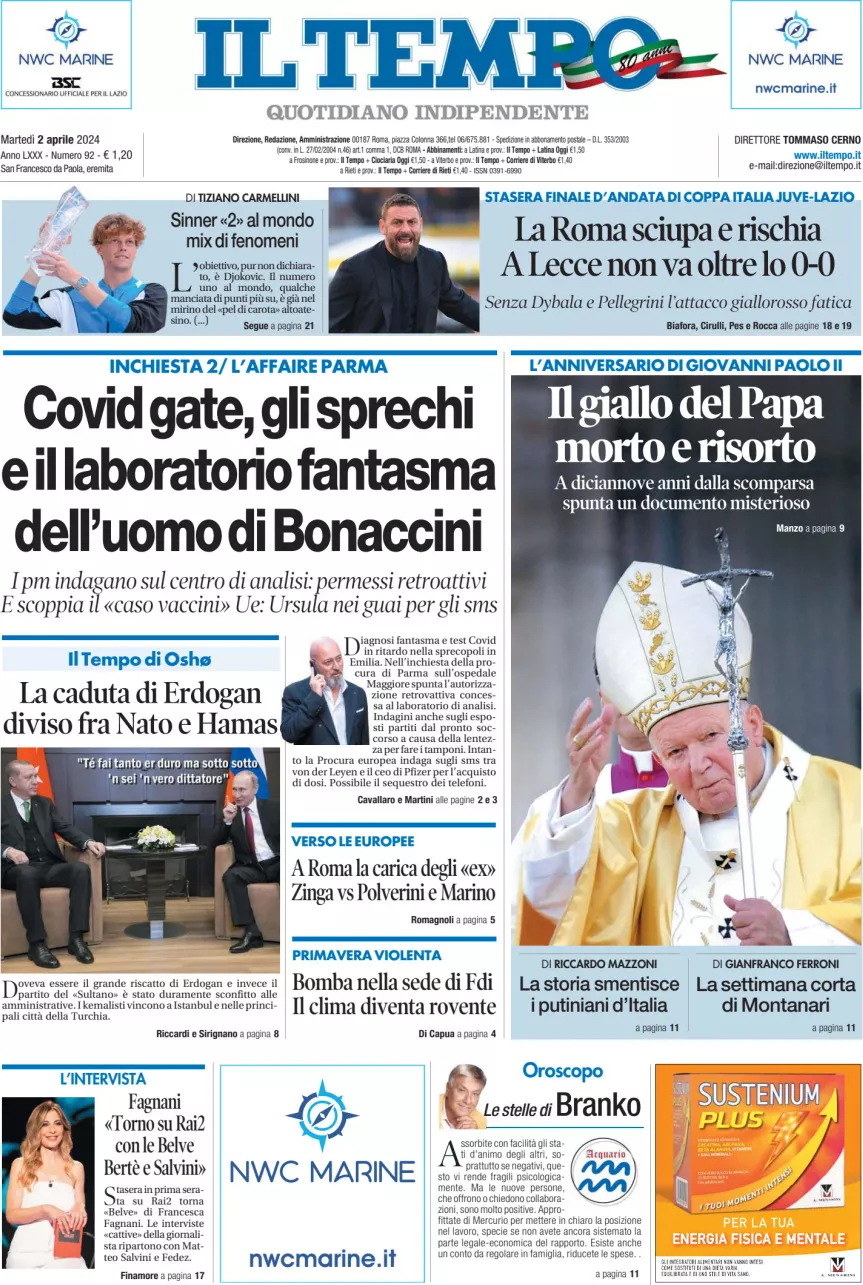 Prima-pagina-il-tempo-edizione-di-oggi-02-04-2024