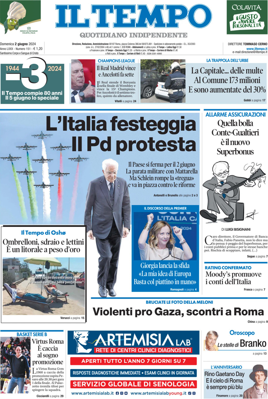 Prima-pagina-il-tempo-edizione-di-oggi-02-06-2024