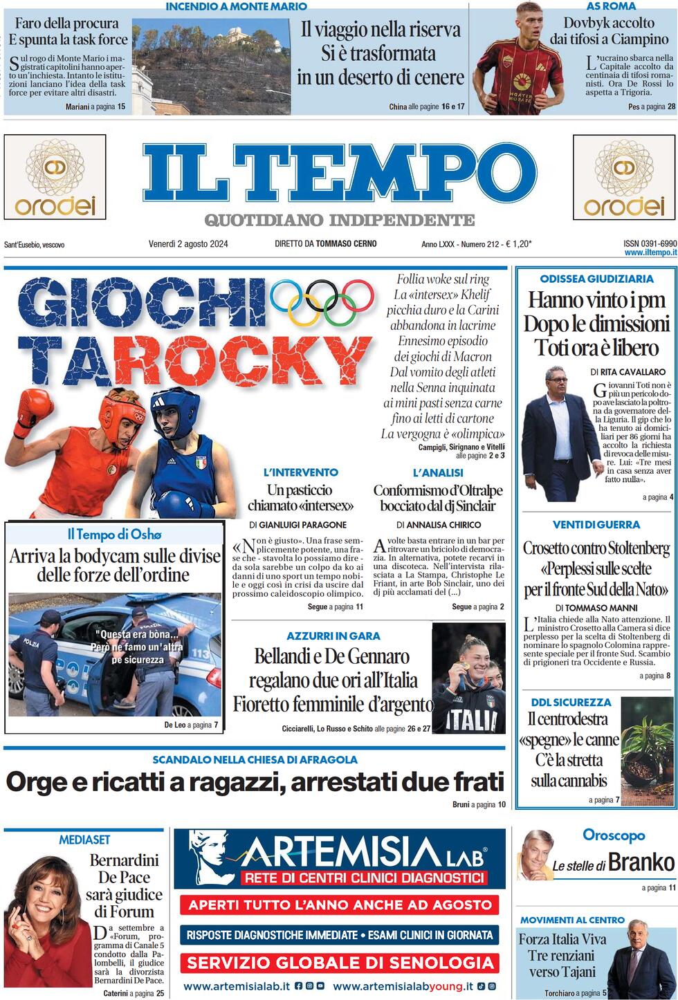 Prima-pagina-il-tempo-edizione-di-oggi-02-08-2024