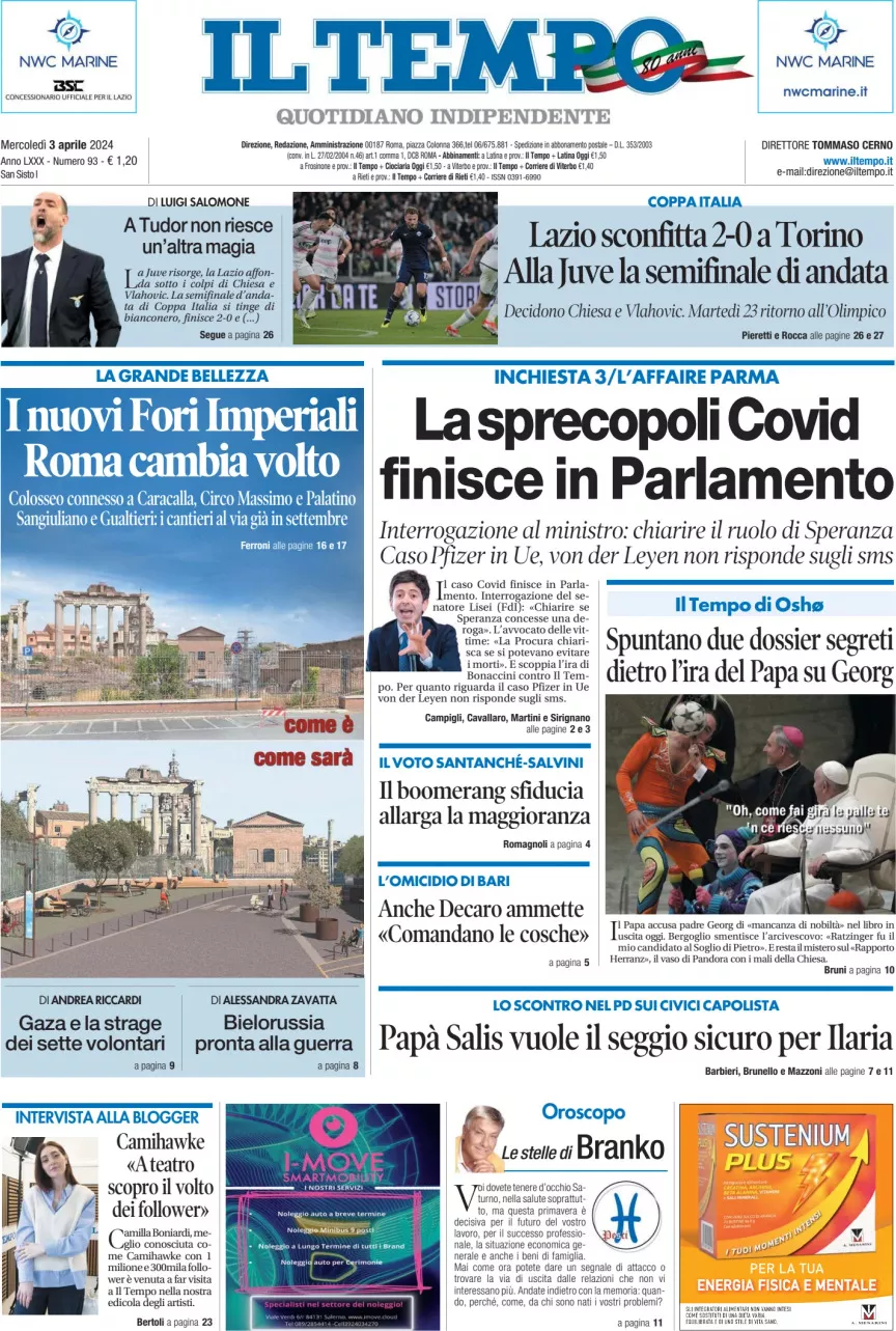 Prima-pagina-il-tempo-edizione-di-oggi-03-04-2024