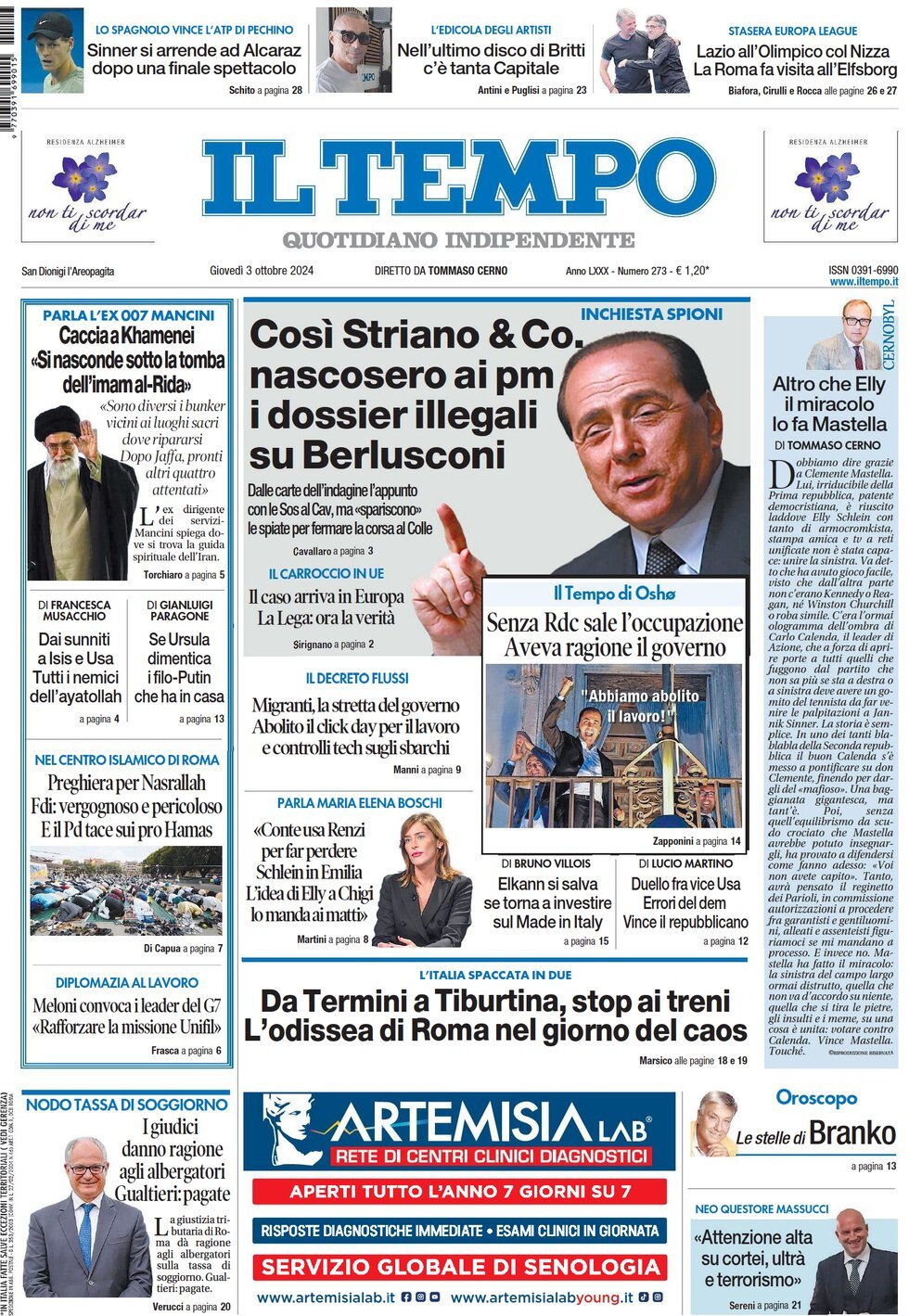 Prima-pagina-il-tempo-edizione-di-oggi-03-10-2024