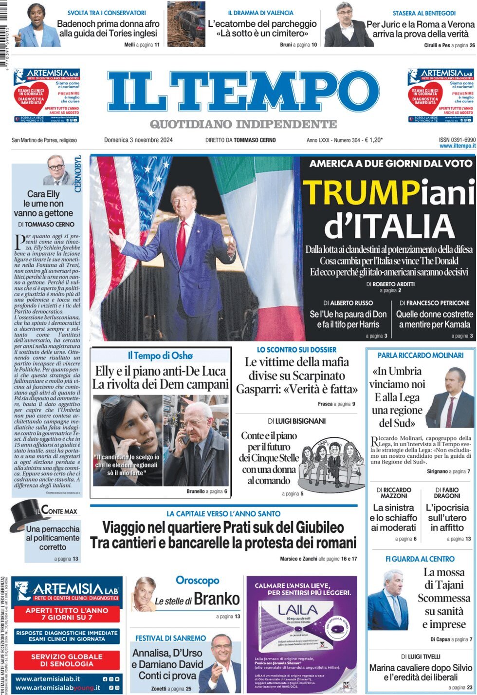 Prima-pagina-il-tempo-edizione-di-oggi-03-11-2024