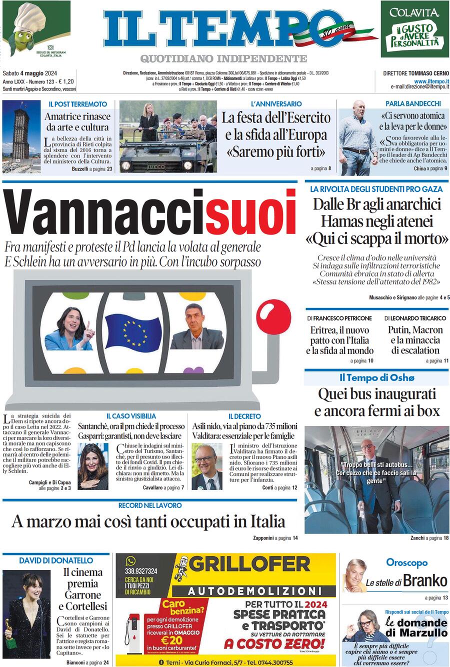 Prima-pagina-il-tempo-edizione-di-oggi-04-05-2024