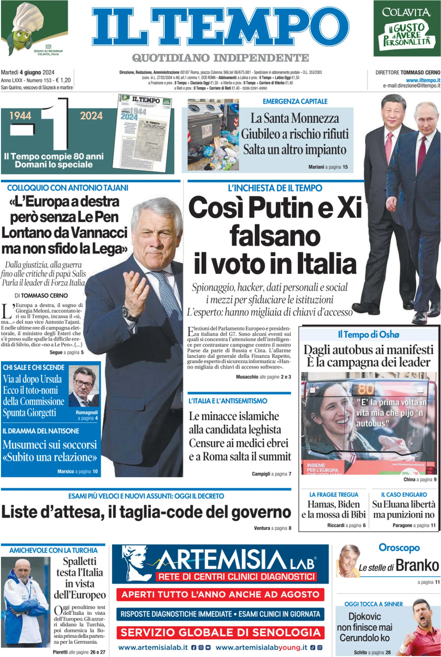 Prima-pagina-il-tempo-edizione-di-oggi-04-06-2024