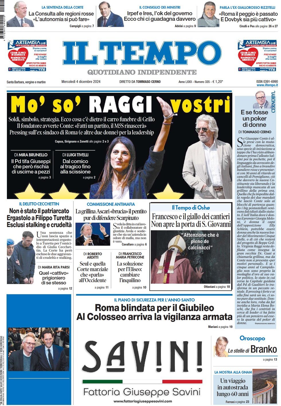 Prima-pagina-il-tempo-edizione-di-oggi-04-12-2024