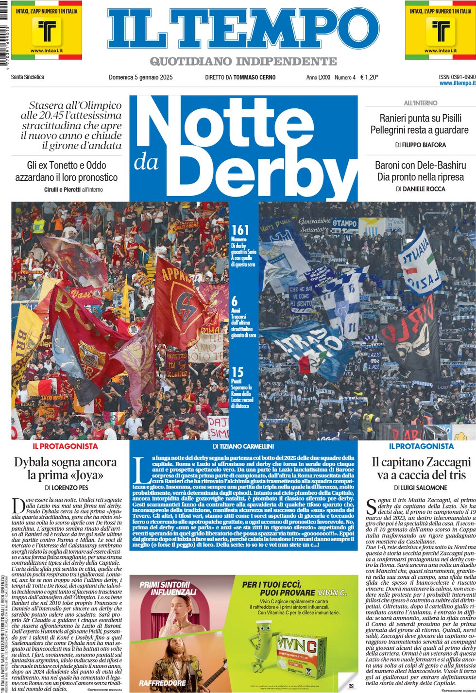 Prima-pagina-il-tempo-edizione-di-oggi-05-01-2025