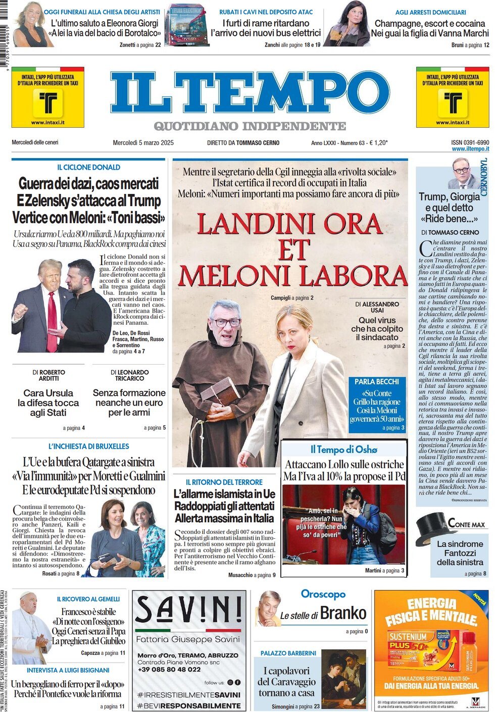 Prima-pagina-il-tempo-edizione-di-oggi-05-03-2025