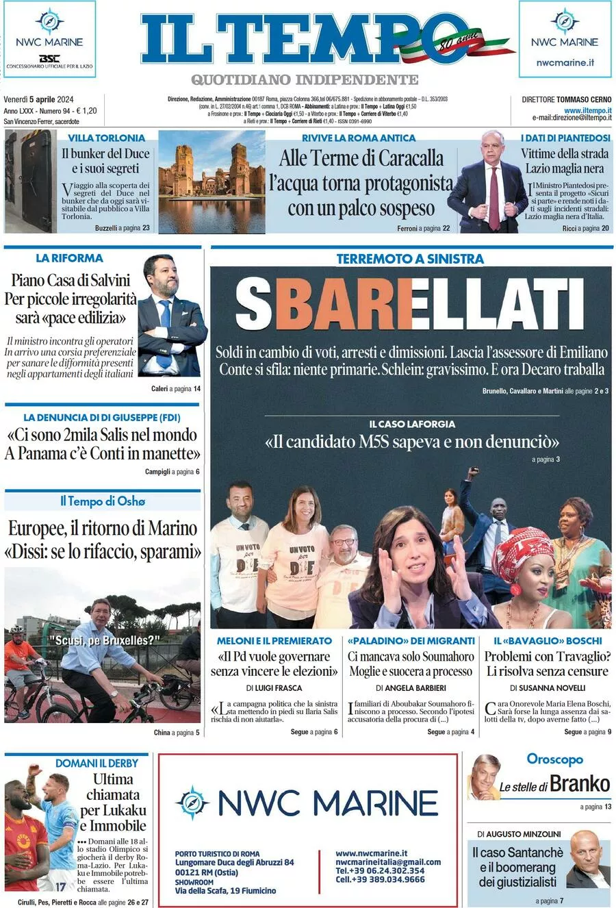 Prima-pagina-il-tempo-edizione-di-oggi-05-04-2024