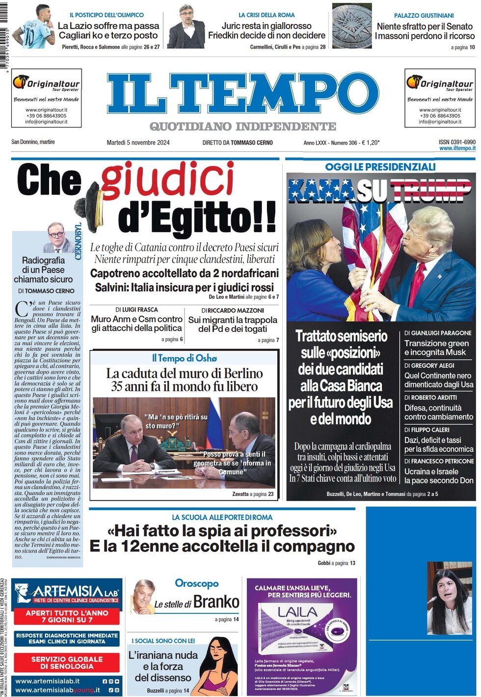 Prima-pagina-il-tempo-edizione-di-oggi-05-11-2024