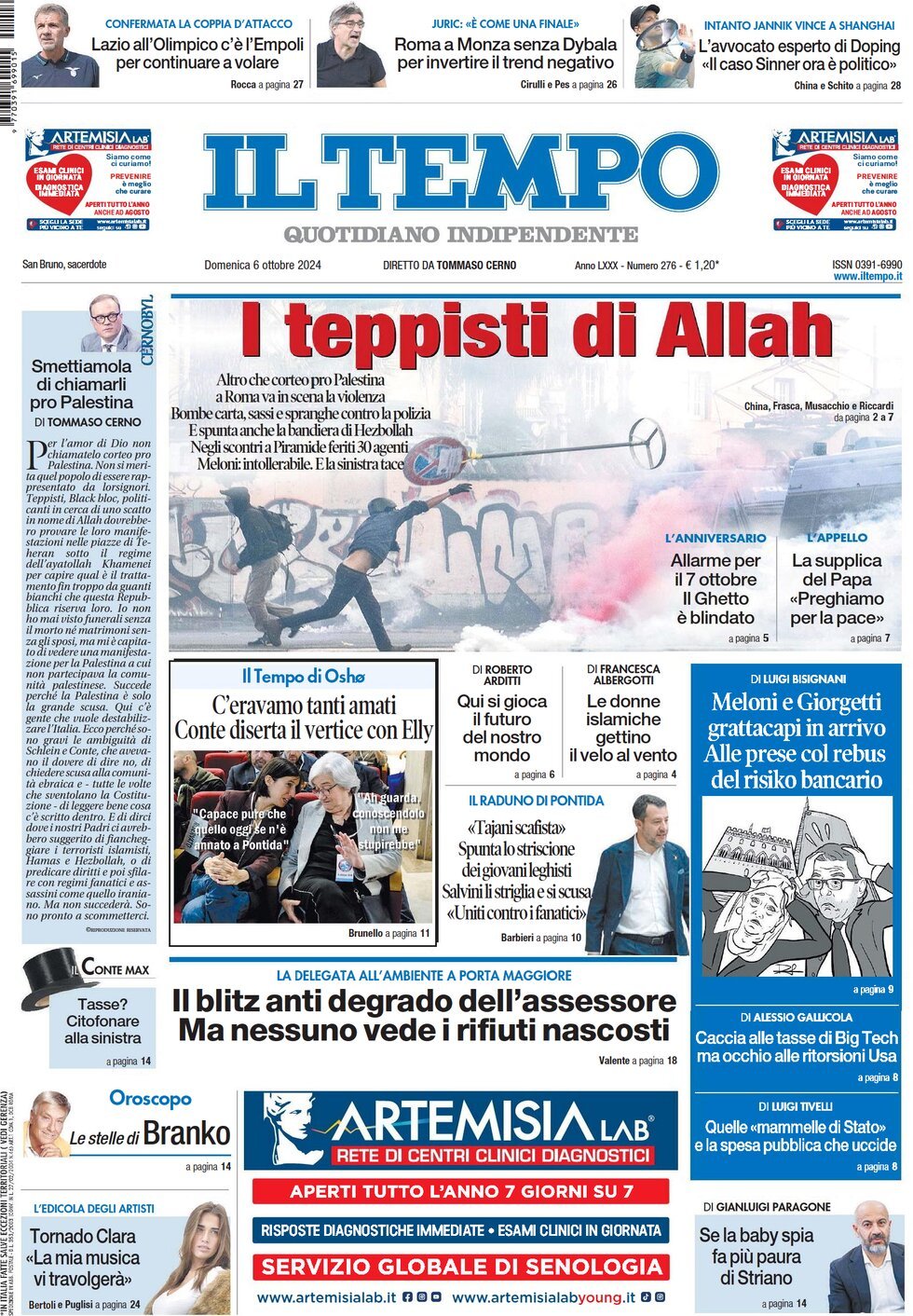 Prima-pagina-il-tempo-edizione-di-oggi-06-10-2024