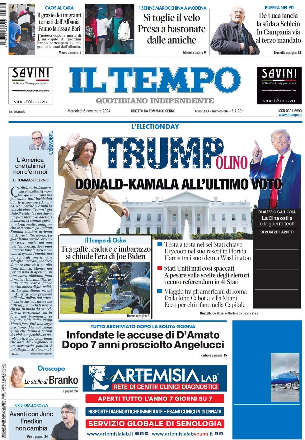 Prima-pagina-il-tempo-edizione-di-oggi-06-11-2024