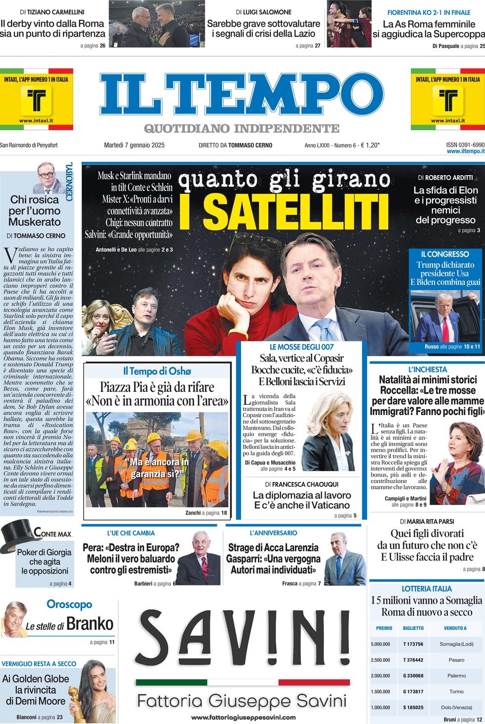 Prima-pagina-il-tempo-edizione-di-oggi-07-01-2025