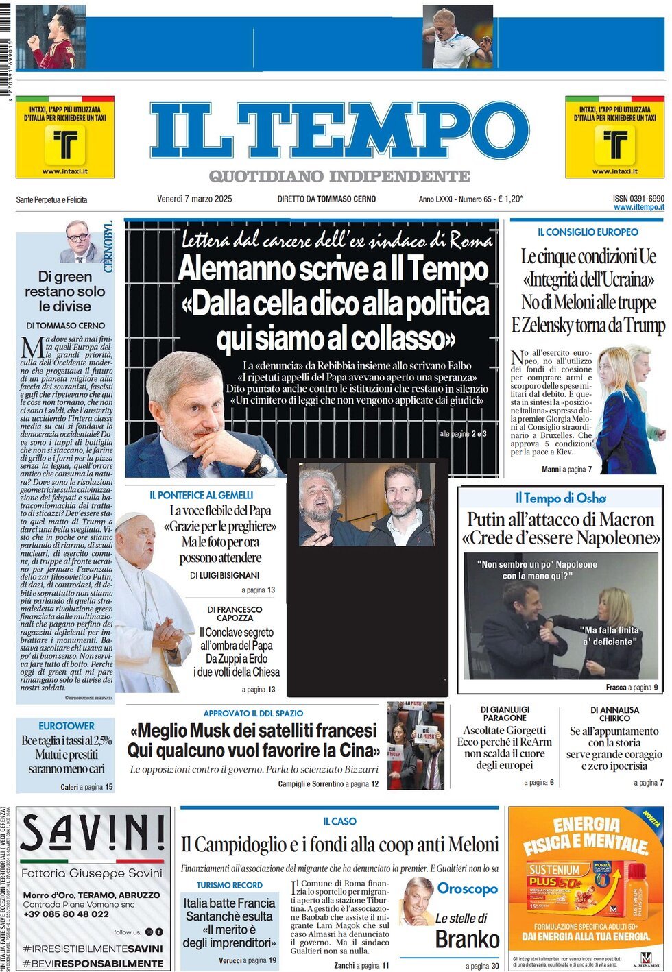 Prima-pagina-il-tempo-edizione-di-oggi-07-03-2025