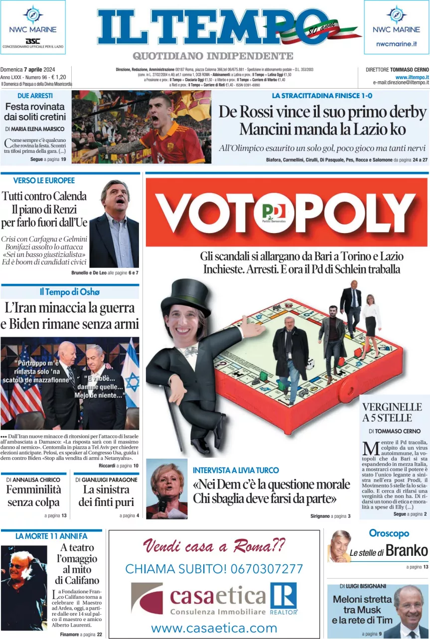 Prima-pagina-il-tempo-edizione-di-oggi-07-04-2024