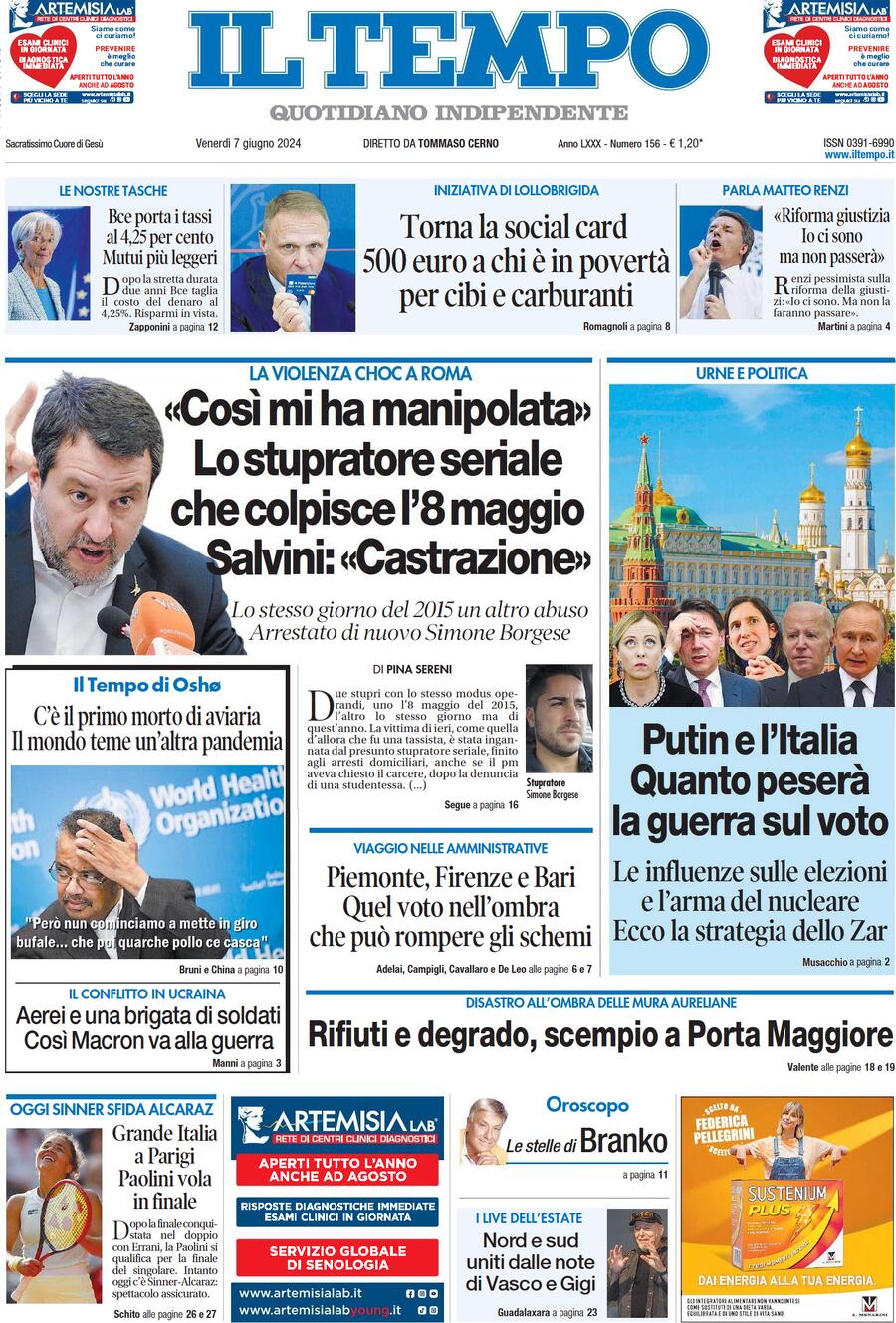 Prima-pagina-il-tempo-edizione-di-oggi-07-06-2024