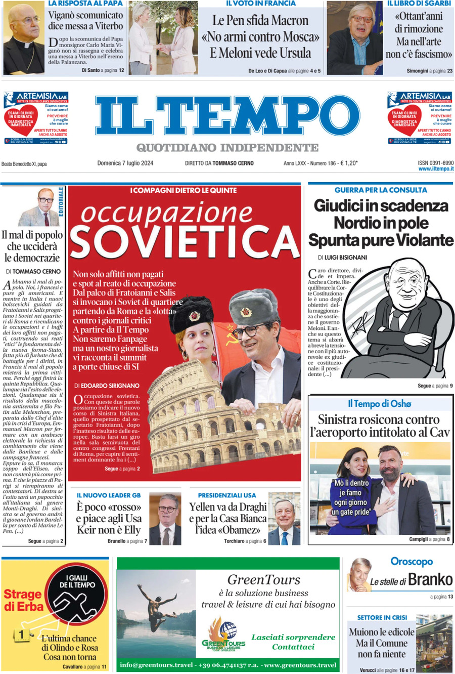 Prima-pagina-il-tempo-edizione-di-oggi-07-07-2024