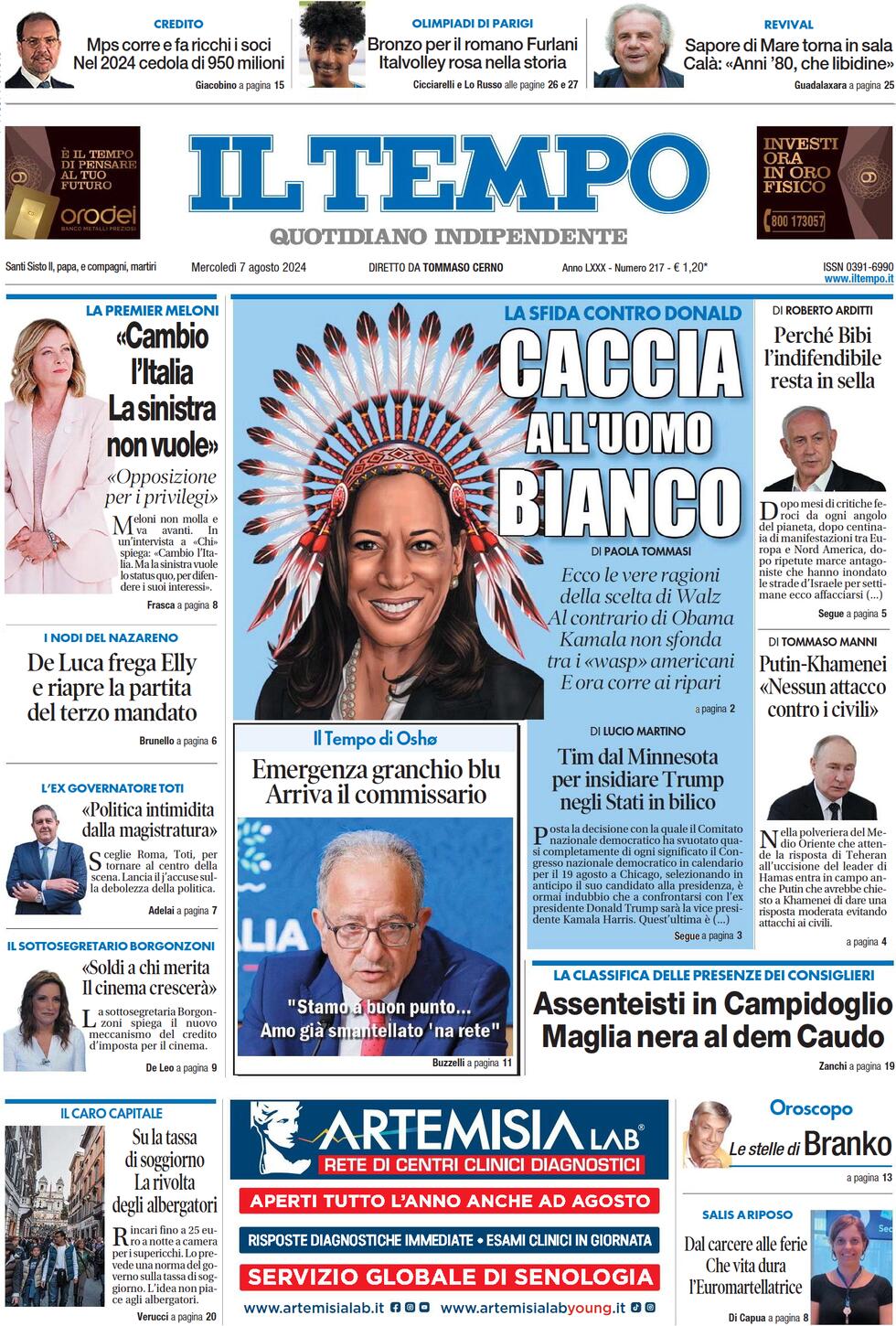 Prima-pagina-il-tempo-edizione-di-oggi-07-08-2024