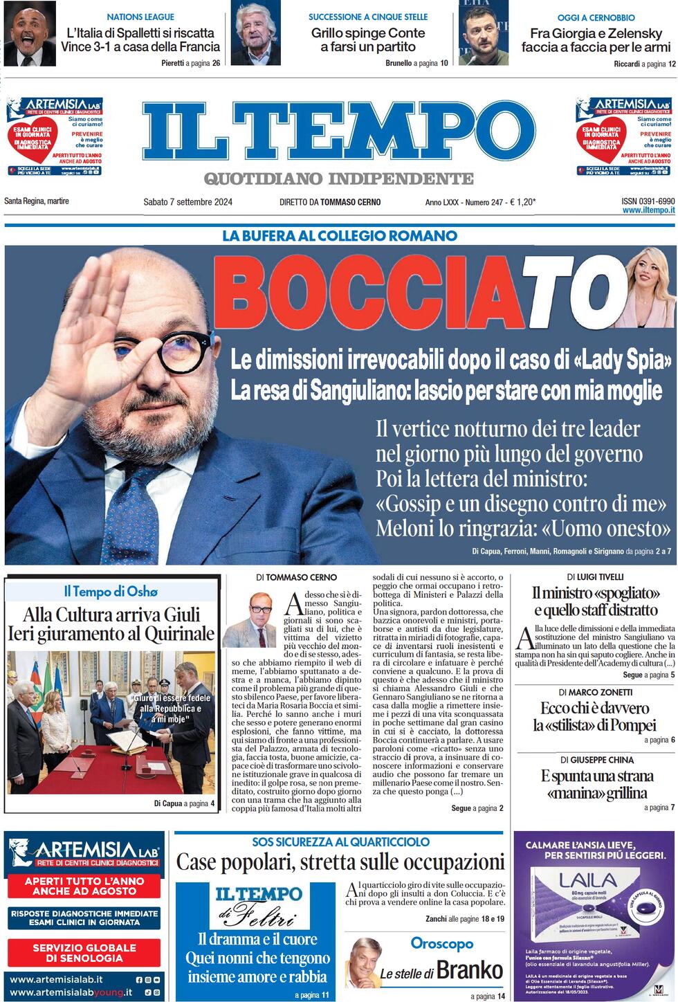 Prima-pagina-il-tempo-edizione-di-oggi-07-09-2024