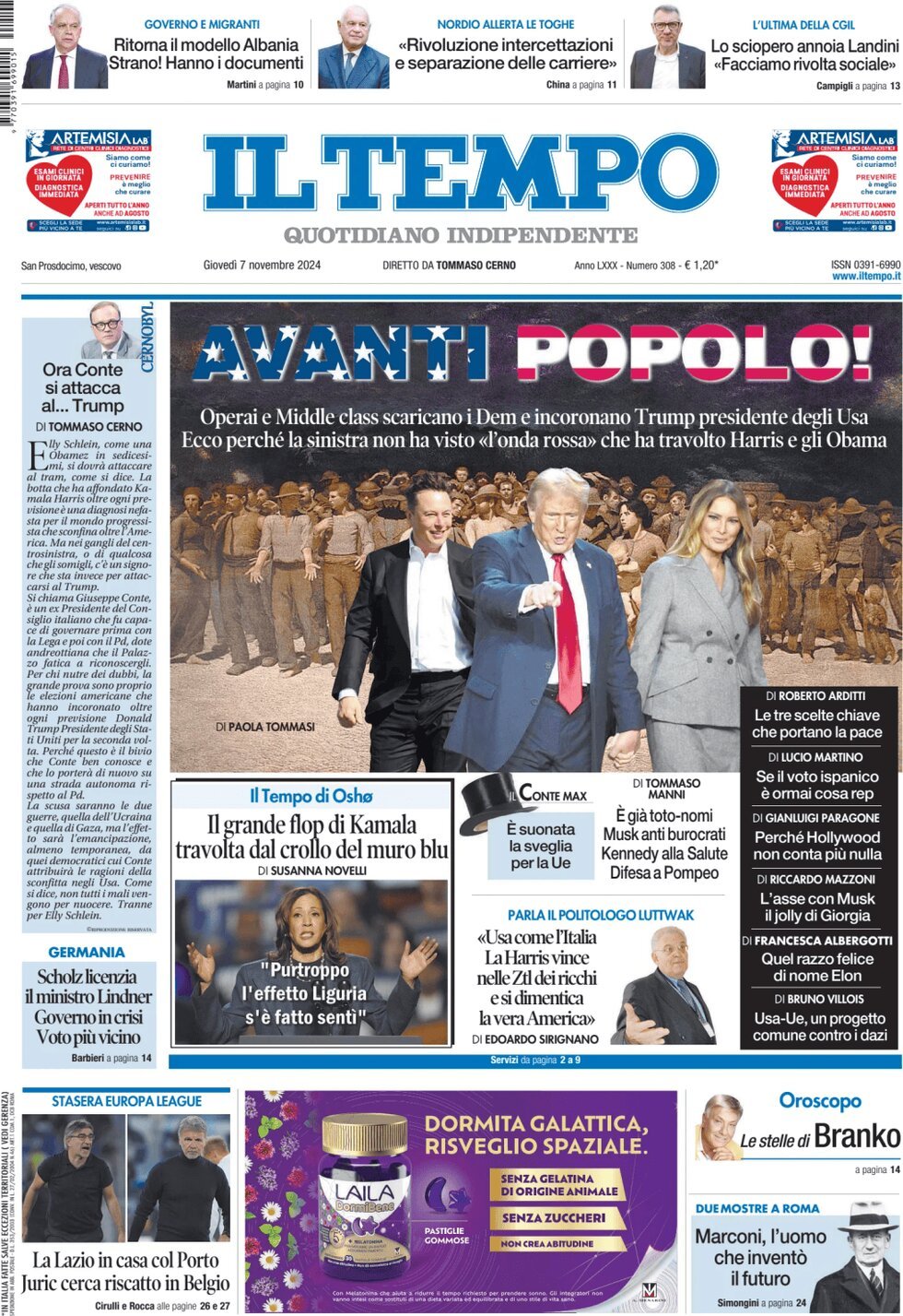 Prima-pagina-il-tempo-edizione-di-oggi-07-11-2024